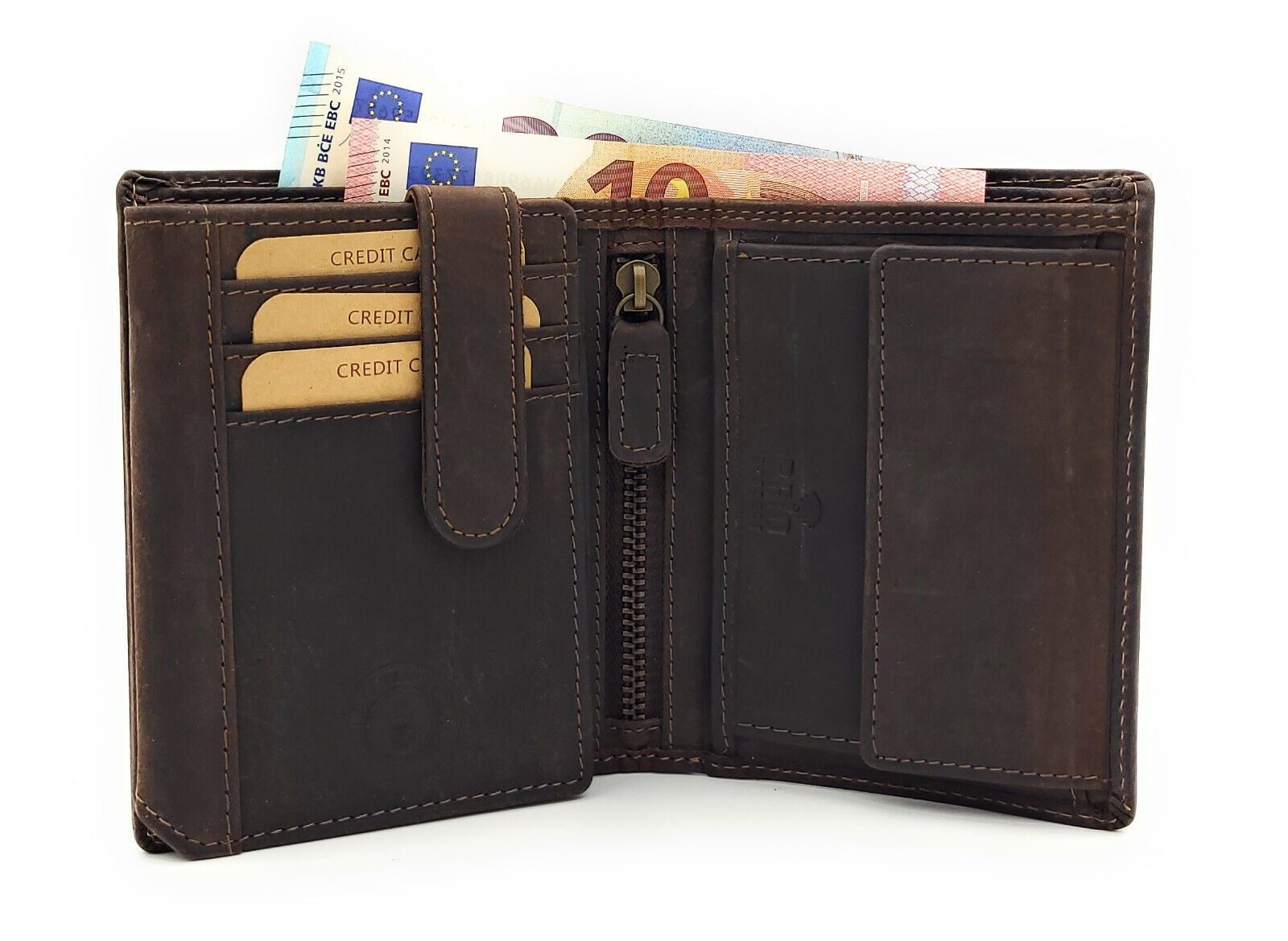 Geldbörse rustikales echt Leder Herren Portemonnaie aus Büffelvollleder