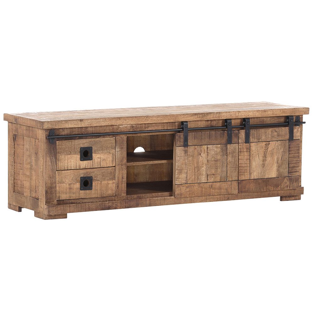 Lomadox Lowboard KARLSTAD-123, Wohnzimmer TV Lowboard in Mangoholz natur massiv, B/H/T 160/50/47 cm