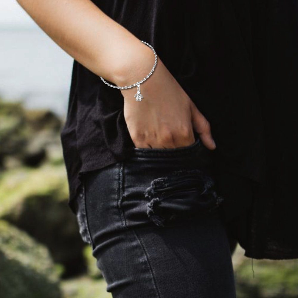 Limana Charm Engel Schutzengel 925 Silber Karabiner Anhänger für Armband Kette (inkl. Geschenkdose), Geschenkidee Charmanhänger Armbandanhänger