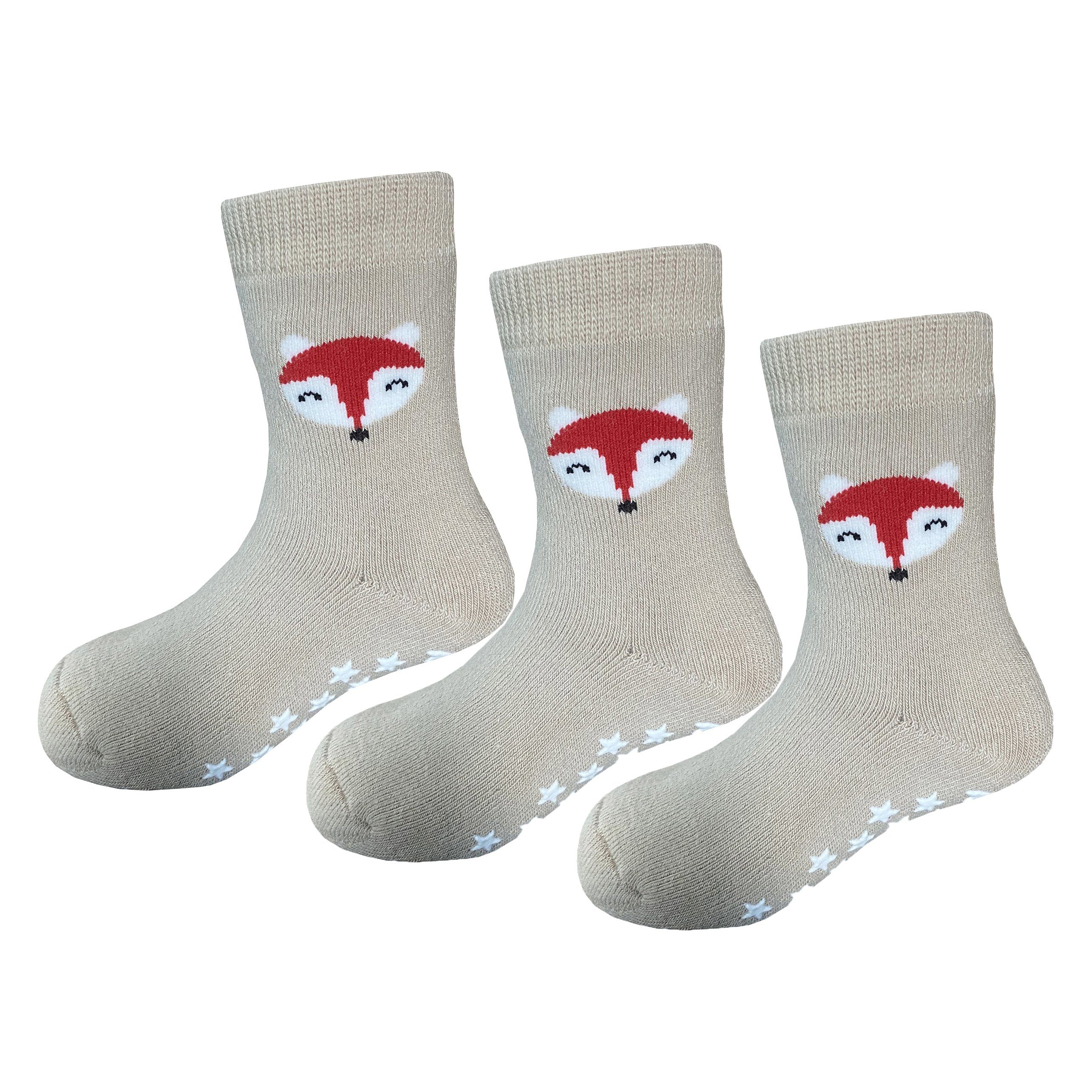 Yalion Langsocken Kinder Baby socken (3 Paar) Anti Rutsch Socken für Jungen Mädchen (Set, 3-Paar, 3 Paar) Rutschfeste Sternen-Noppen