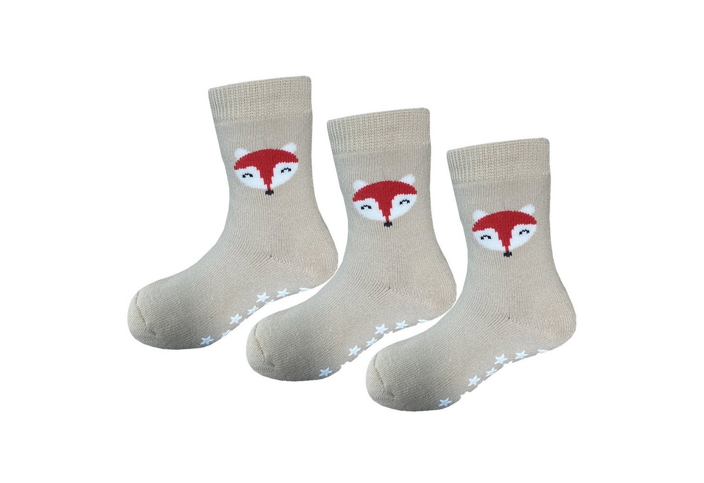 Yalion Langsocken Kinder Baby socken (3 Paar) Anti Rutsch Socken für Jungen Mädchen (Set, 3-Paar, 3 Paar) Rutschfeste Sternen-Noppen