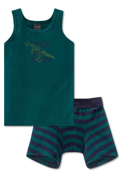 Schiesser Unterhemd Supersaurus (Set, 2-St., 2er-Pack) 2-teiliges Wäsche-Set, Jungen Unterhemd+Unterhose Shorts