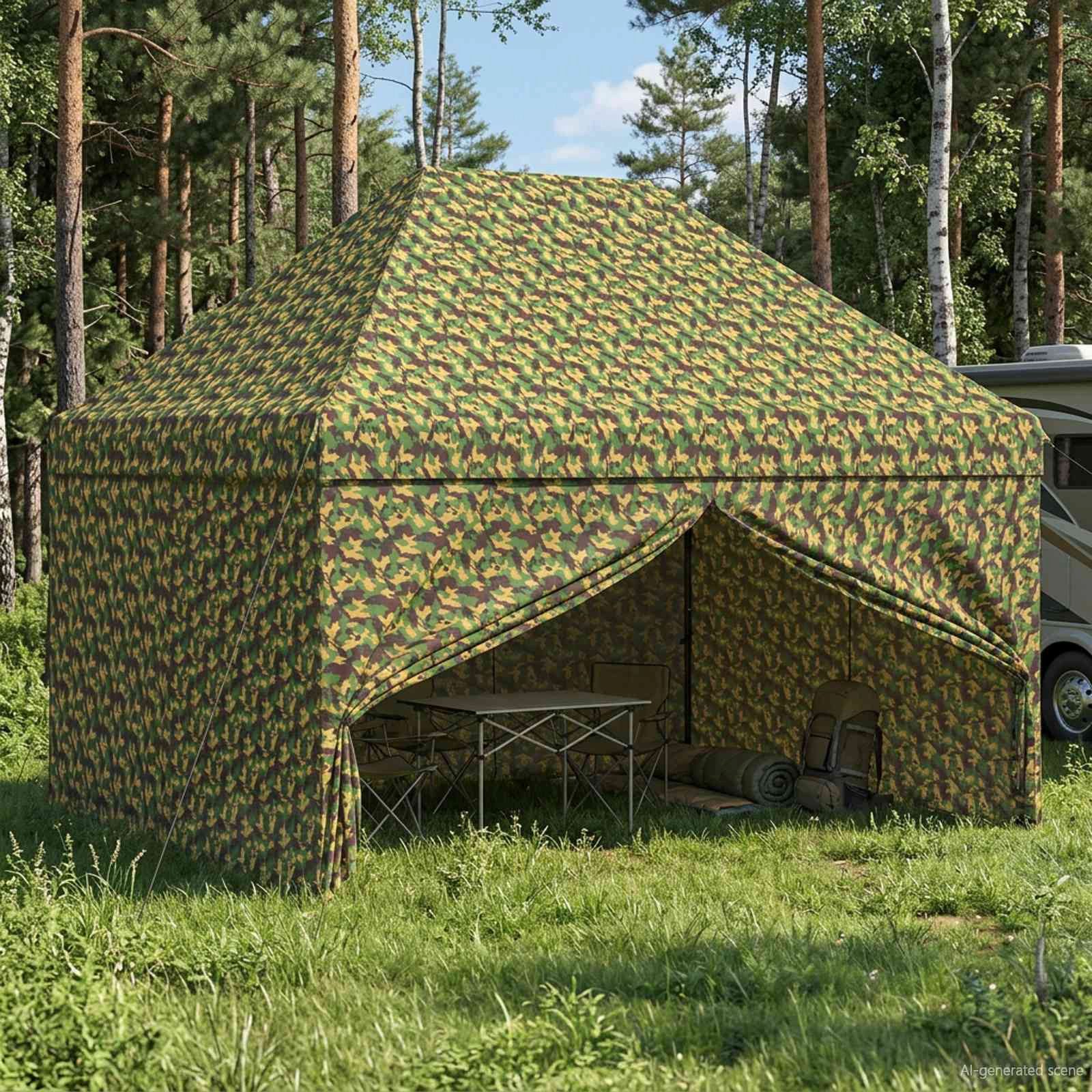vidaXL Partyzelt Zelt mit 4 Seitenwänden 2,9 x 4,3 m Army Tarnung