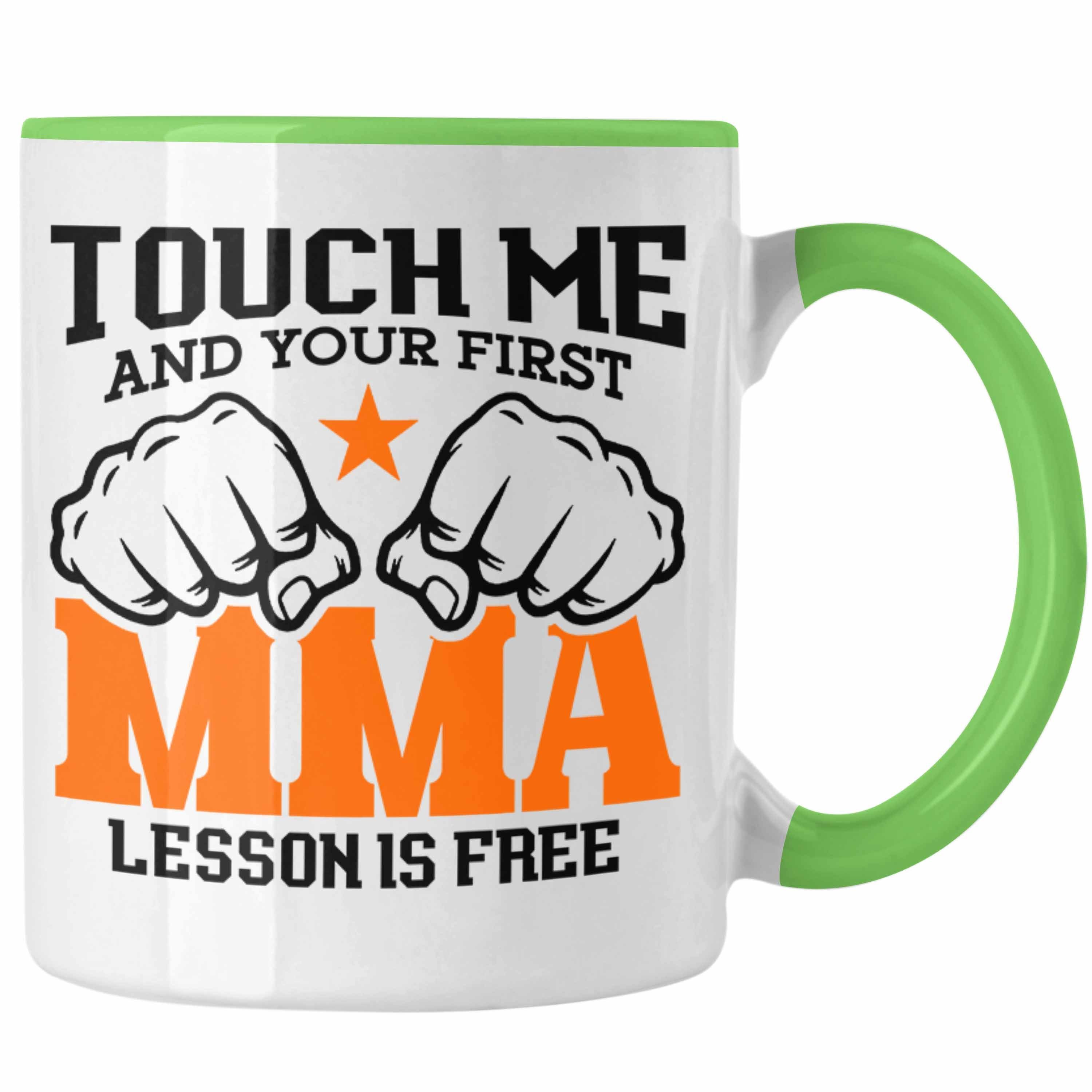 Trendation Tasse MMA-Tasse Geschenk für MMA-Kämpfer Geschenkidee First MMA Lesson Grün