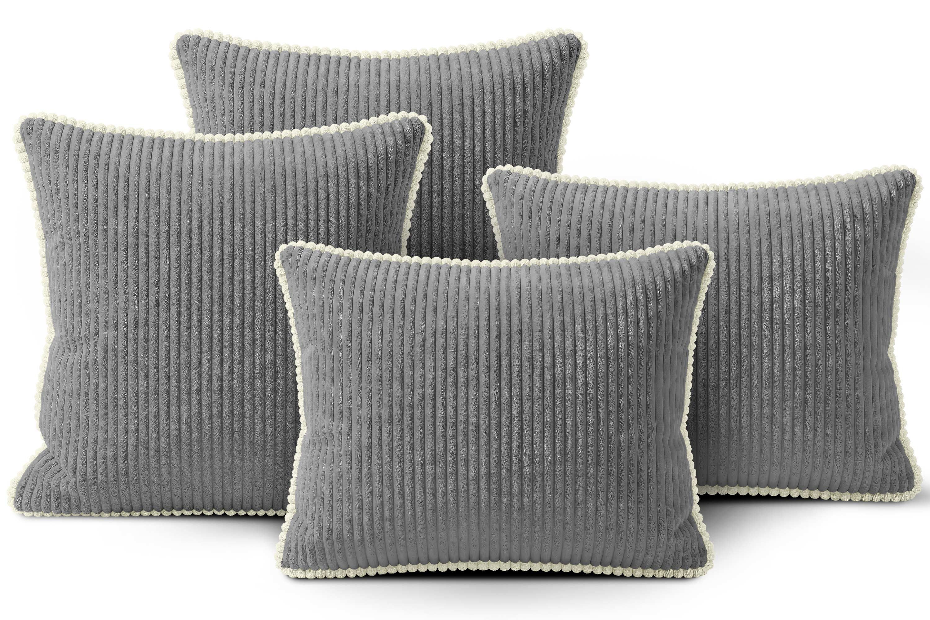 Amilian Dekokissen Sofakissen 4er Set mit Füllung 2x 40x40 cm + 2x 35x45 cm, Hotelverschluss Sofakissen Zierkissen