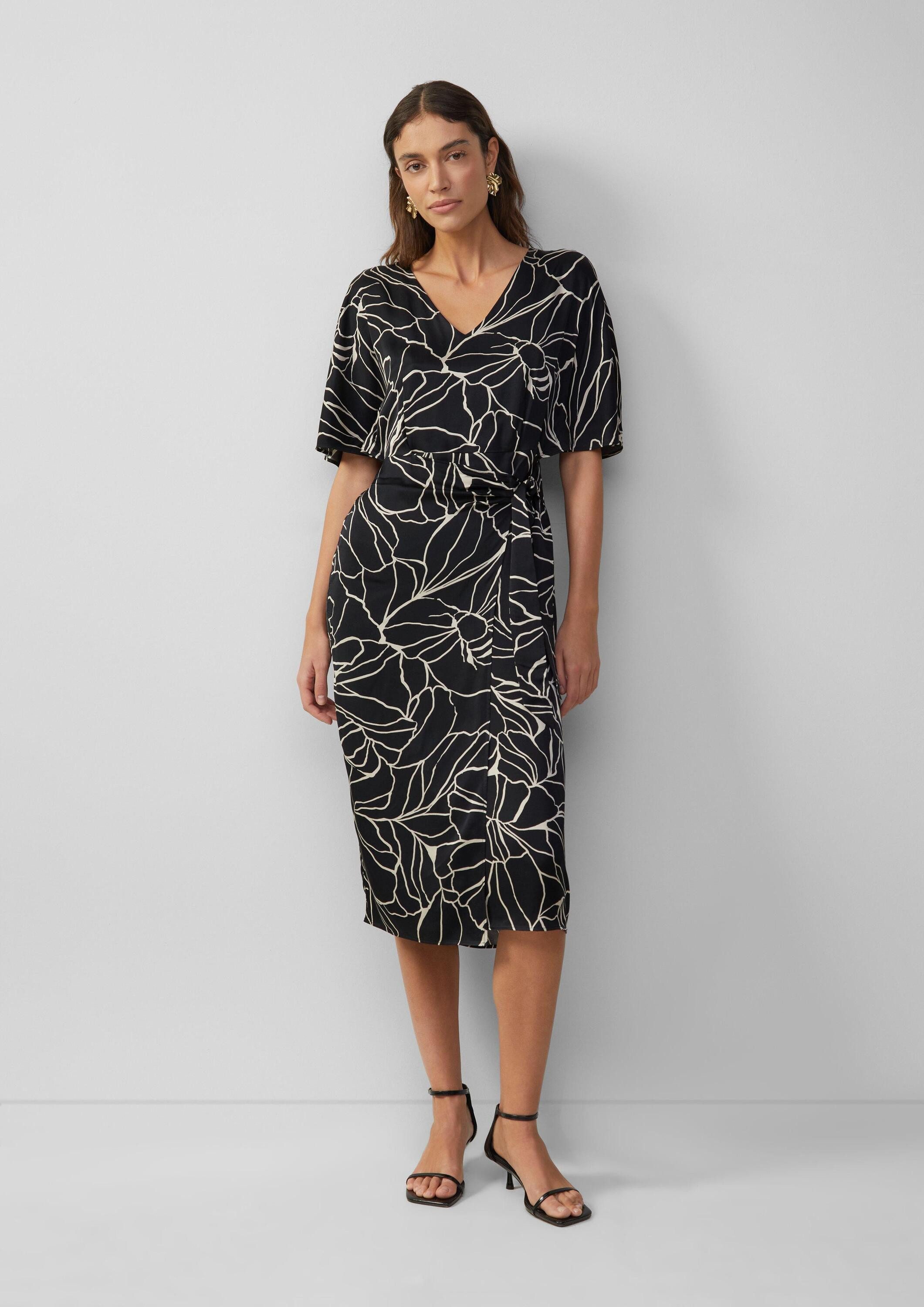 s.Oliver Midikleid Kleid Satinkleid in Wickeloptik mit V-Ausschnitt günstig online kaufen