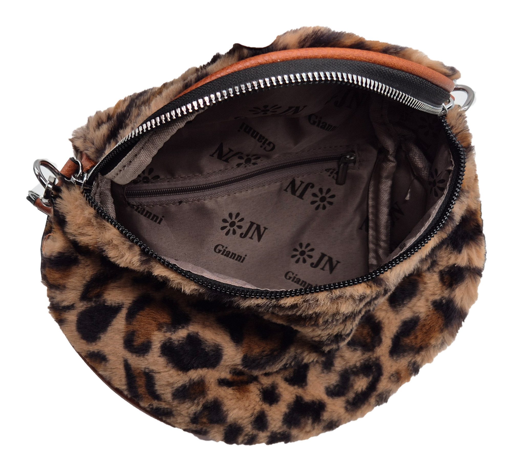 Einkaufszauber Schultertasche Slingbag Leopard Fell - Crossbody Umhängetasche, Kunstfell mit Leopardenmuster – Bild 5 von 5