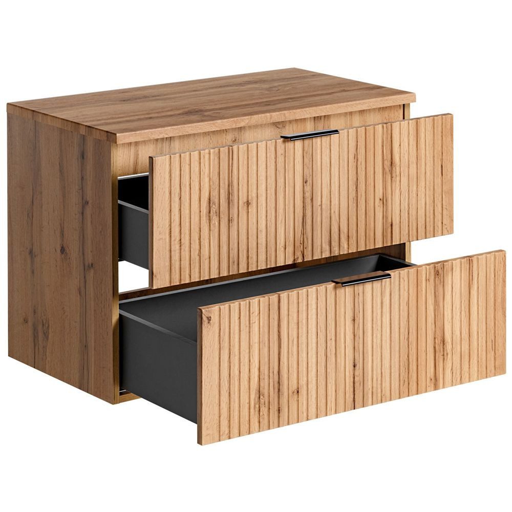 Lomadox Waschbeckenschrank ADELAIDE-56 Wotaneiche mit gerillter günstig online kaufen