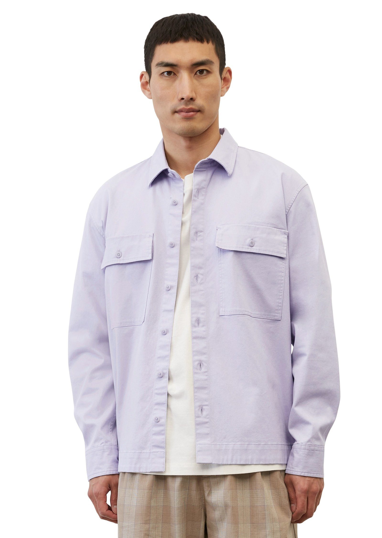 Marc O'Polo Langarmhemd aus hochwertigem Bio-Baumwolle-Mix lila