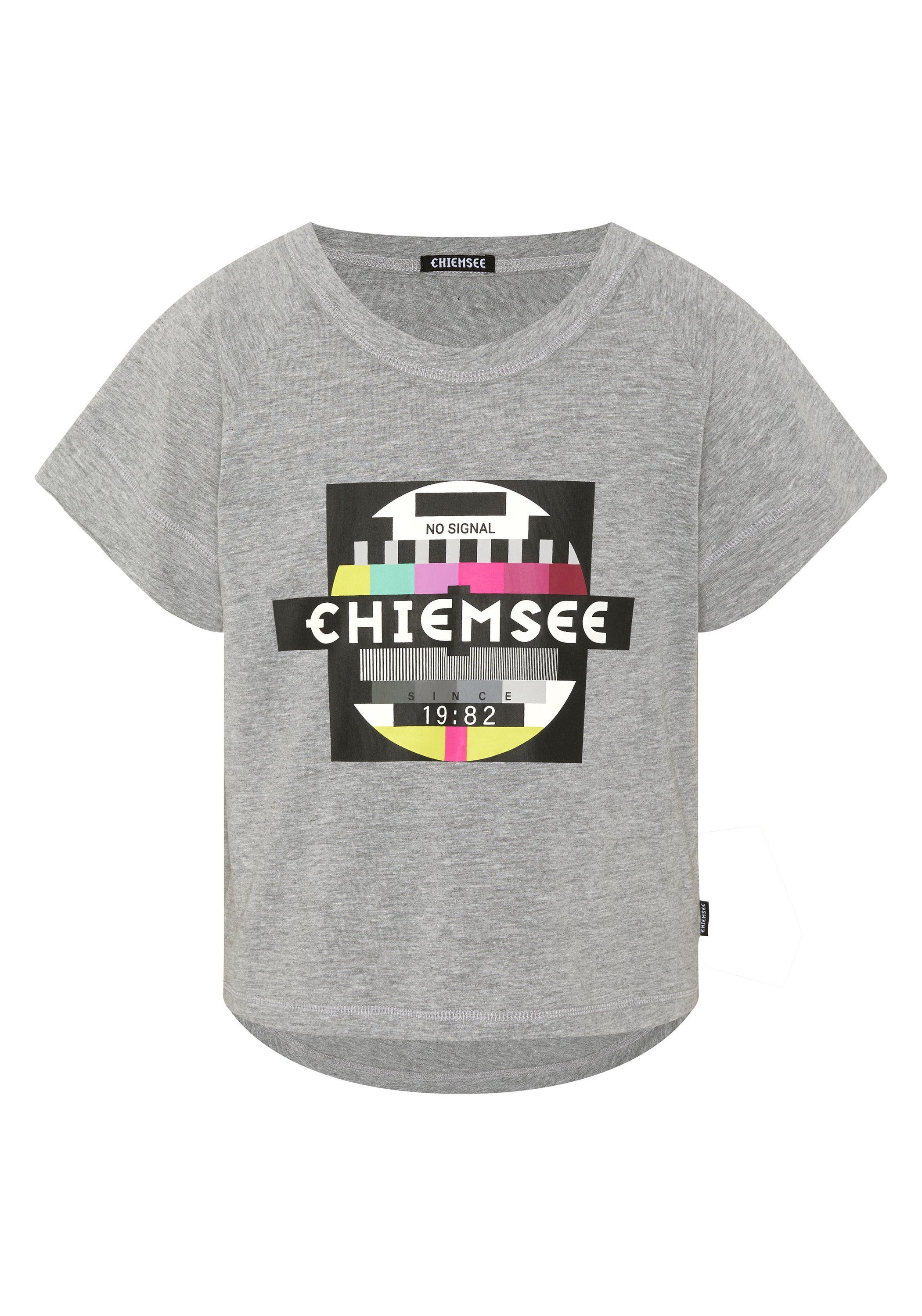 mit Halsausschnitt T-Shirt Chiemsee weitem 1 Melange Gray Neutral Print-Shirt