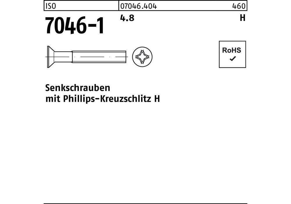 4.8 -H Senkschraube 20 m.Kreuzschlitz-PH Senkschraube x 4 7046-1 M ISO