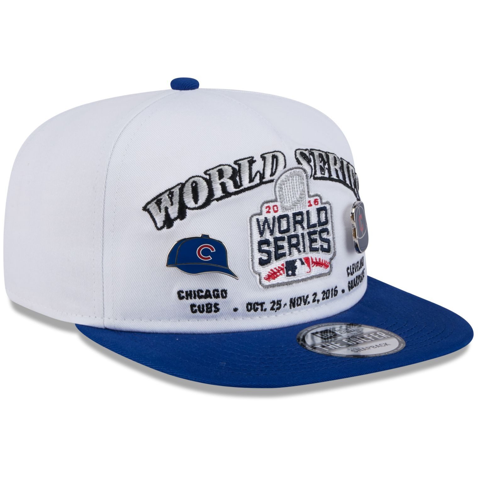 New Era Snapback Cap Golfer WORLD SERIES 2016 PIN Cubs Indians