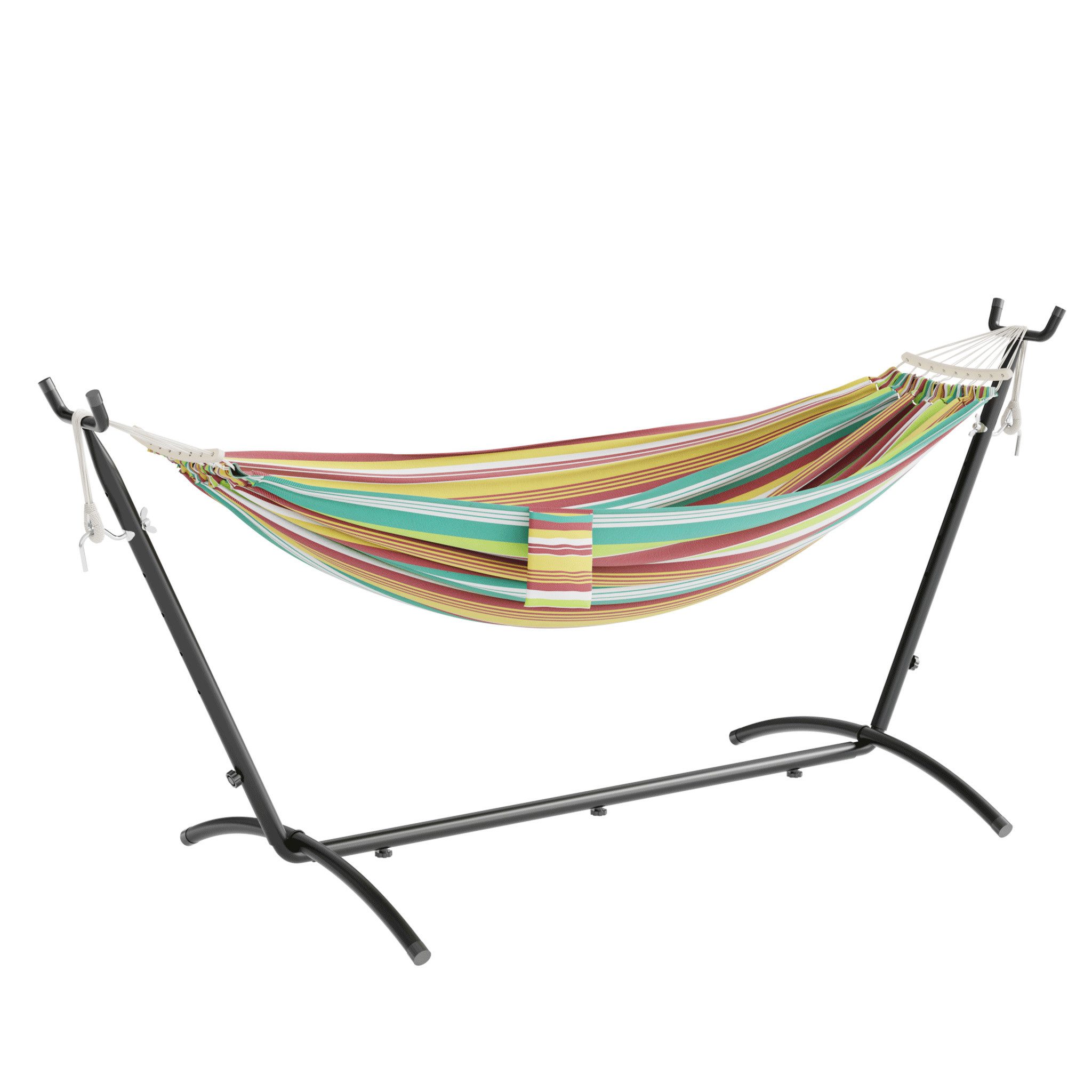 Mondeer Hängemattengestell Gartenhängematte, (Doppelhängematte), 6 Höhen verstellbar, mit Gestell bis 270kg
