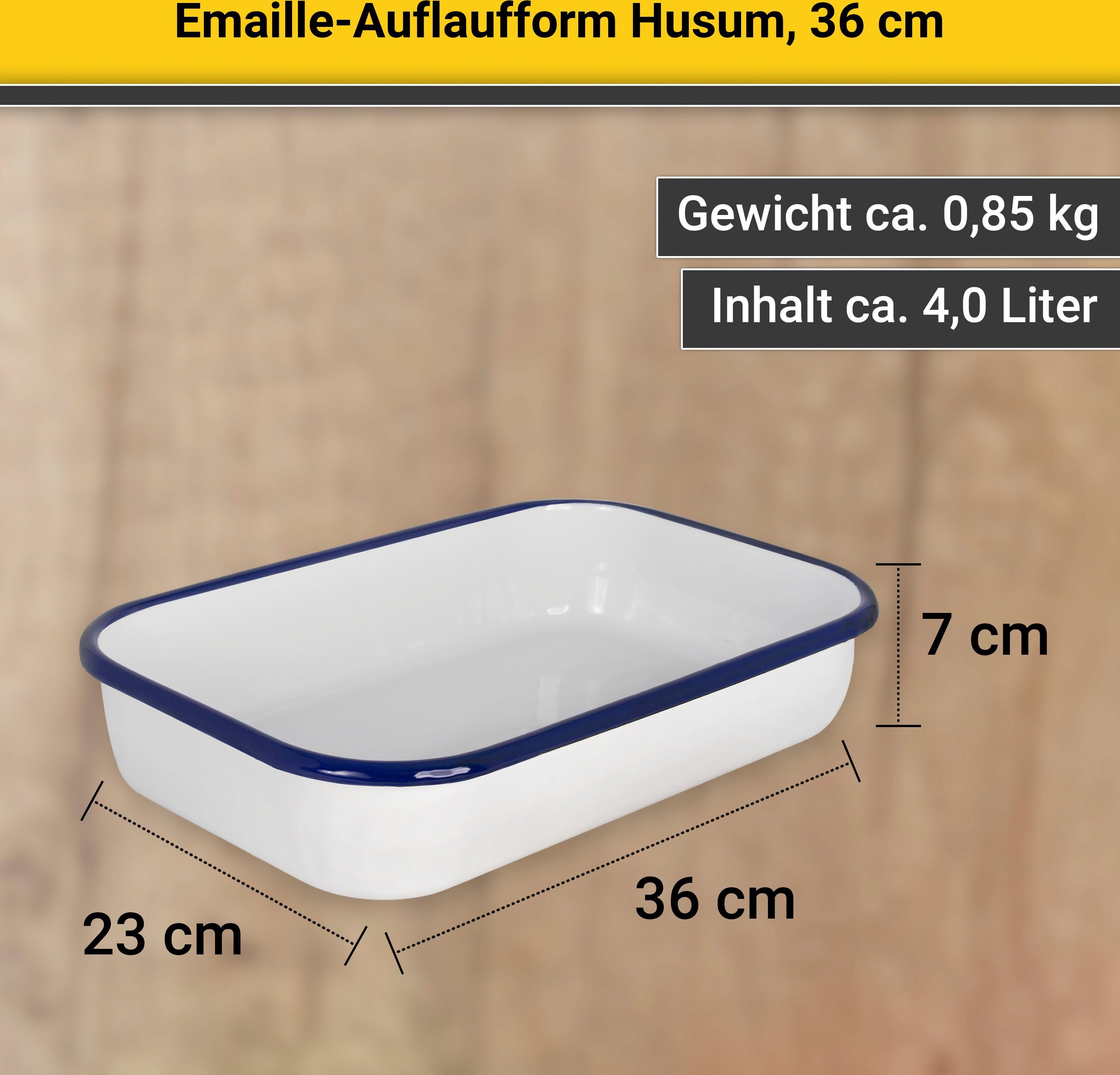 36 Emaille, Husum, Auflaufform Krüger cm