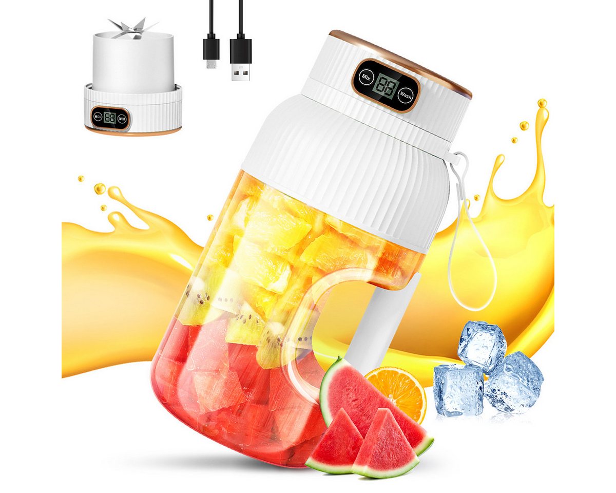 FANNOU Handmixer Tragbarer Mixer, Smoothie Maker to go, Blender, 1200ml Becher, 78 W, Leistungsstarker Mini Standmixer, Kabellos & Wiederaufladbar