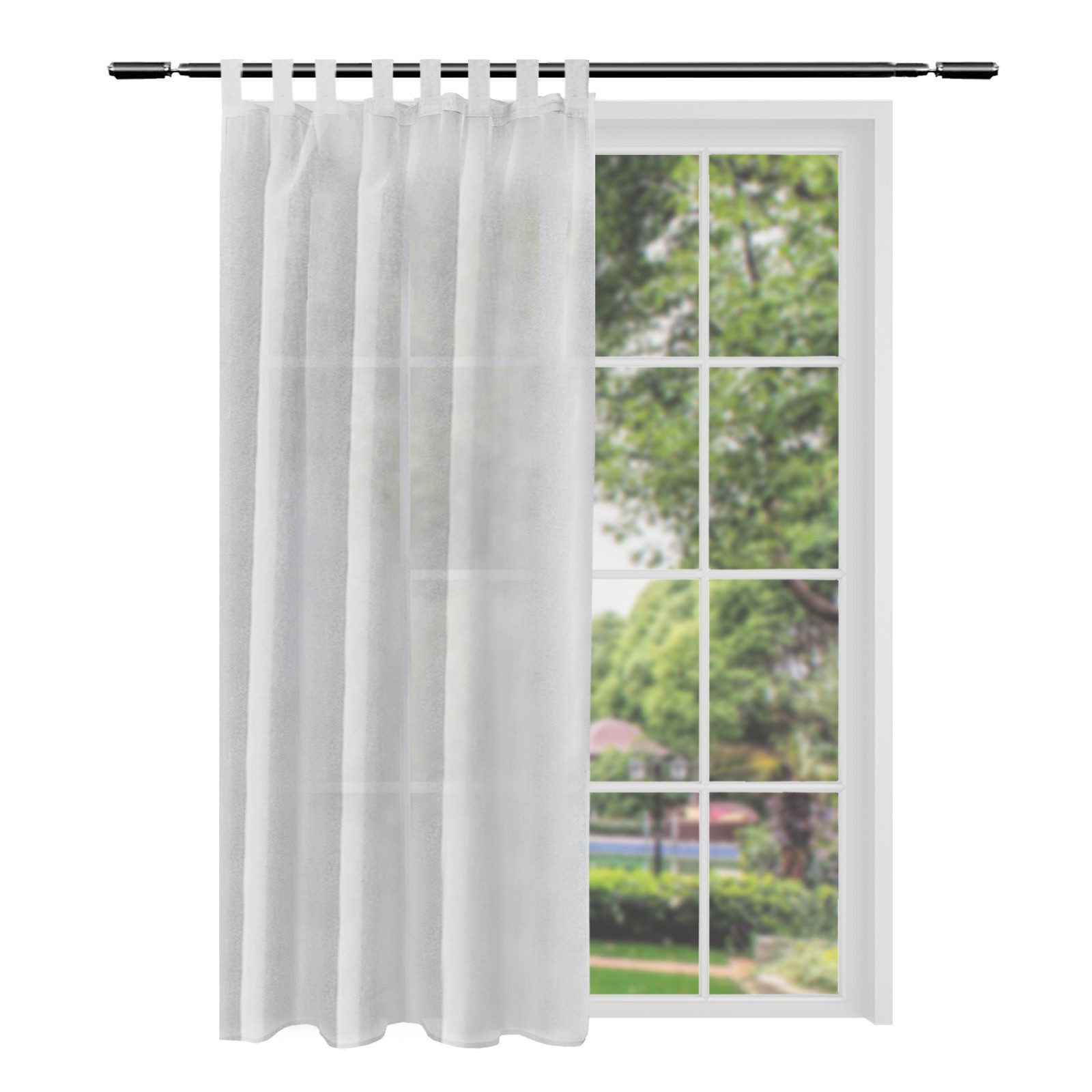 Woltu Gardine (1 St), halbtransparent, mit Schlaufen Leinen Landhaus Optik günstig online kaufen