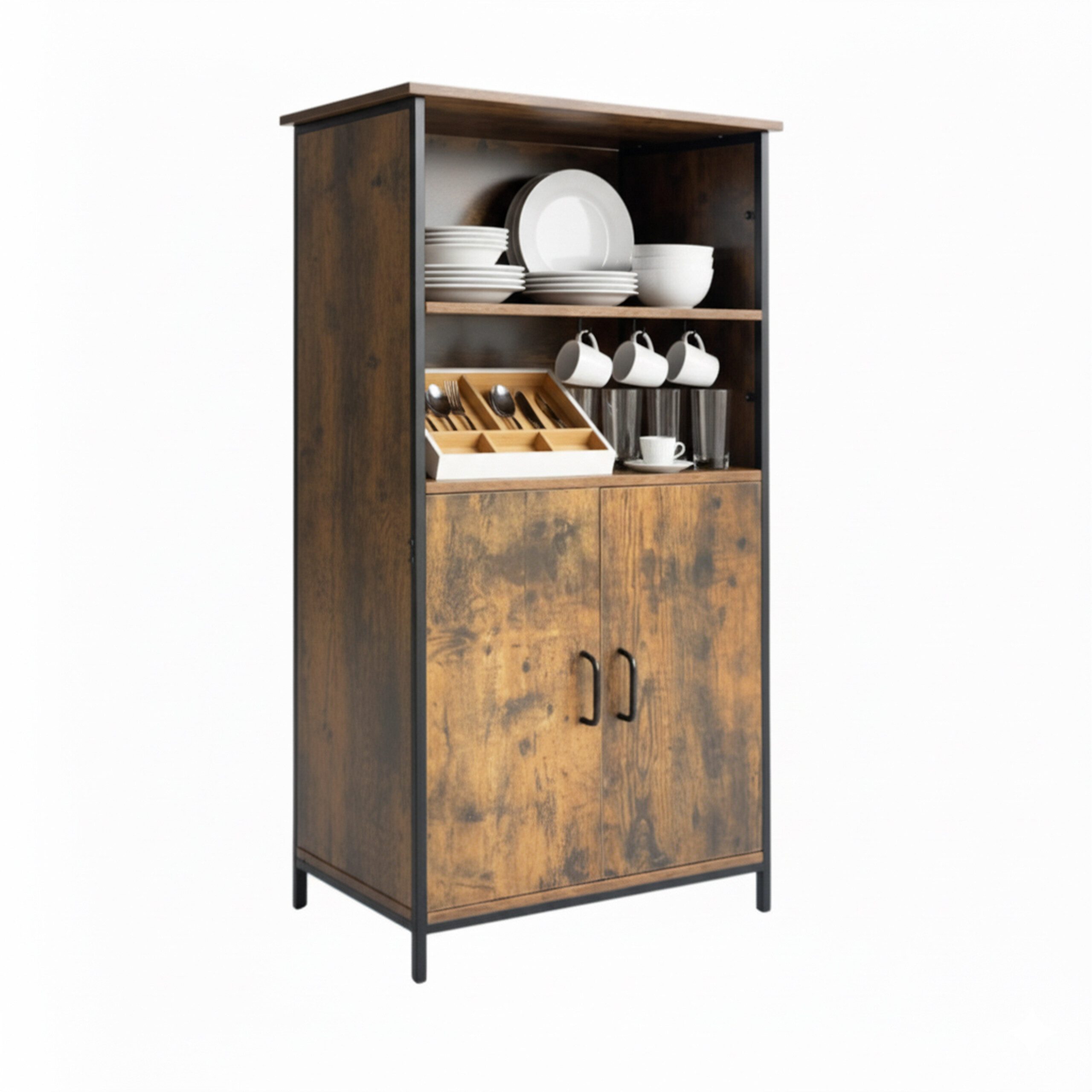 relaxdays Küchenbuffet Küchenschrank Industrial Style (1-St) Vintagebraun