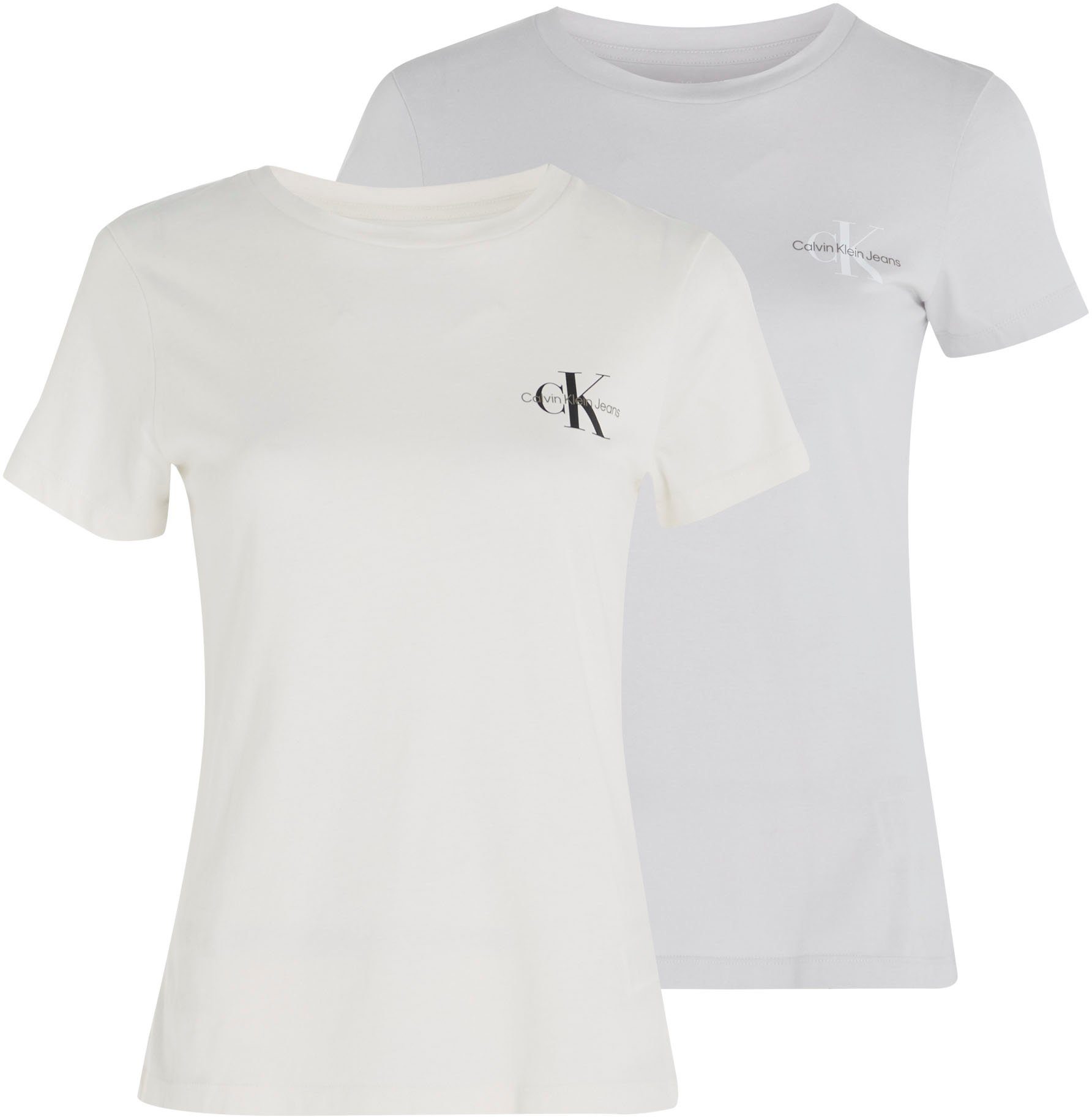 Calvin Klein Jeans Rundhalsshirt 2-PACK MONOLOGO SLIM TEE (Packung, 2-tlg., 2er-Pack) mit Calvin Klein Jeans Logoprint auf der Brust weiß | T-Shirts