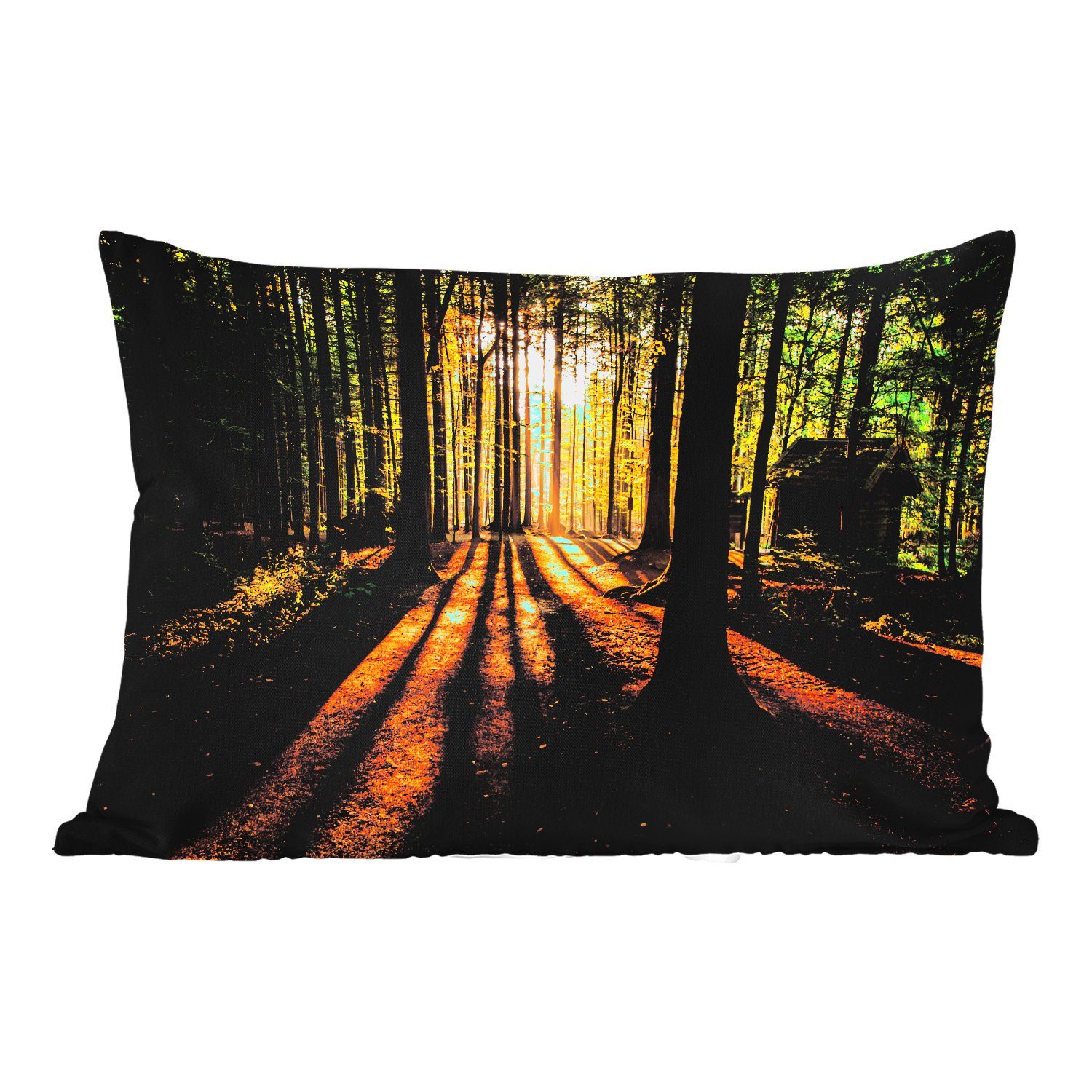 MuchoWow Dekokissen Sonne - Landschaft Dekokissenbezug, Kissenhülle Natur, Wald Bäume - Polyester, Outdoor-Dekorationskissen, - 