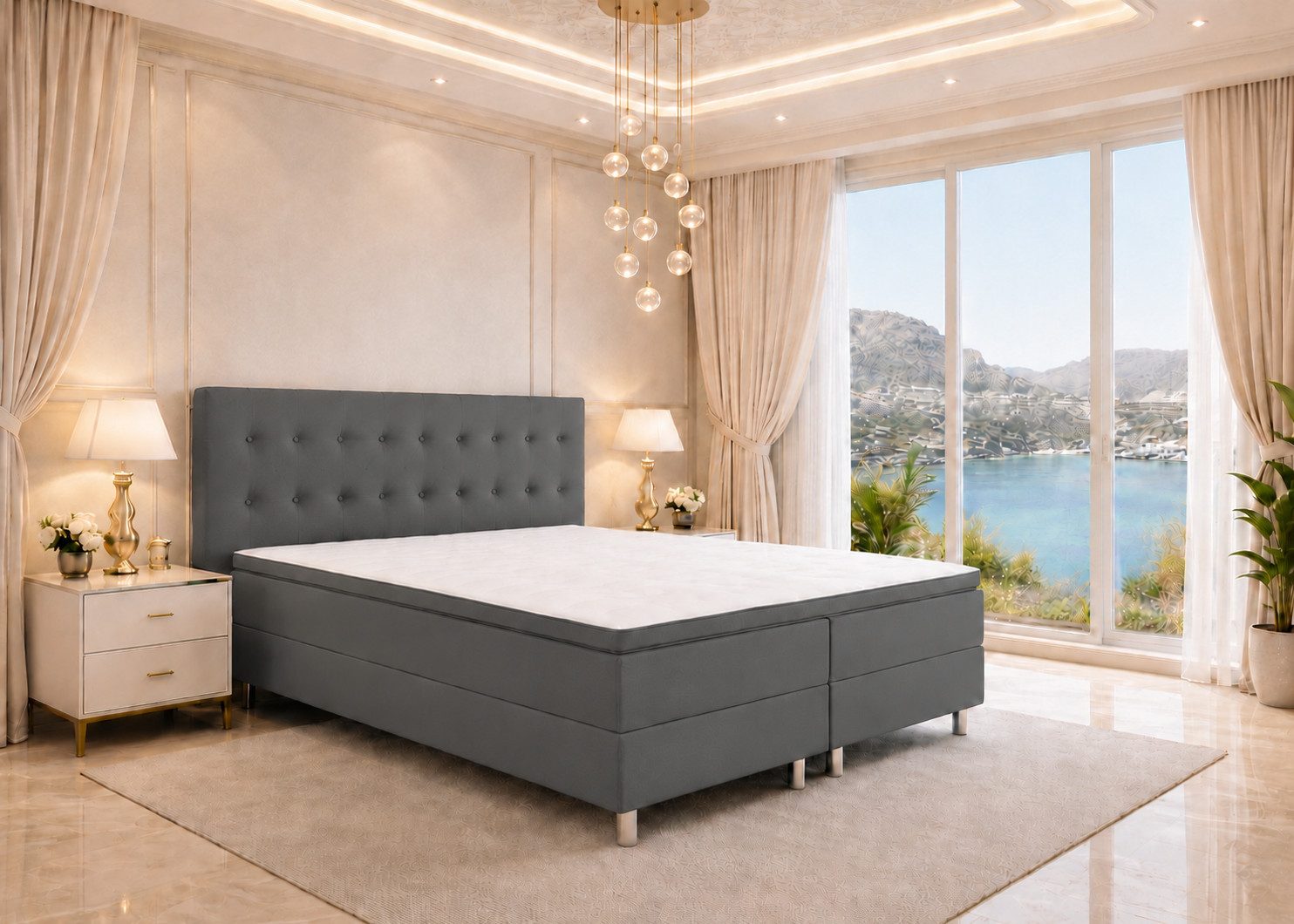 Best for Home Boxspringbett NEO Bonellfederkern inkl. 7 cm Topper (Einzelartikel, 1-St., 90X200 100X200 120X200 140x200 160x200 180x200 200x200 cm), inkl. Lieferung bis in die Wohnung, TOP- Preis-Leistungs-Verhältnis