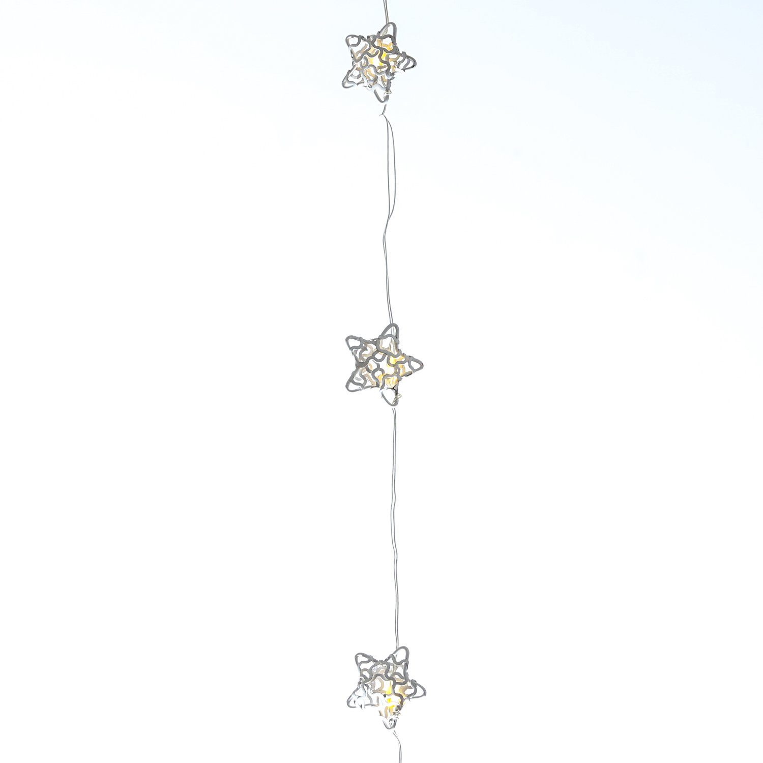 LED-Lichterkette Dekolichterkette weiß, 20-flammig Weihnachtsdeko LED Draht 20 MARELIDA Sterne