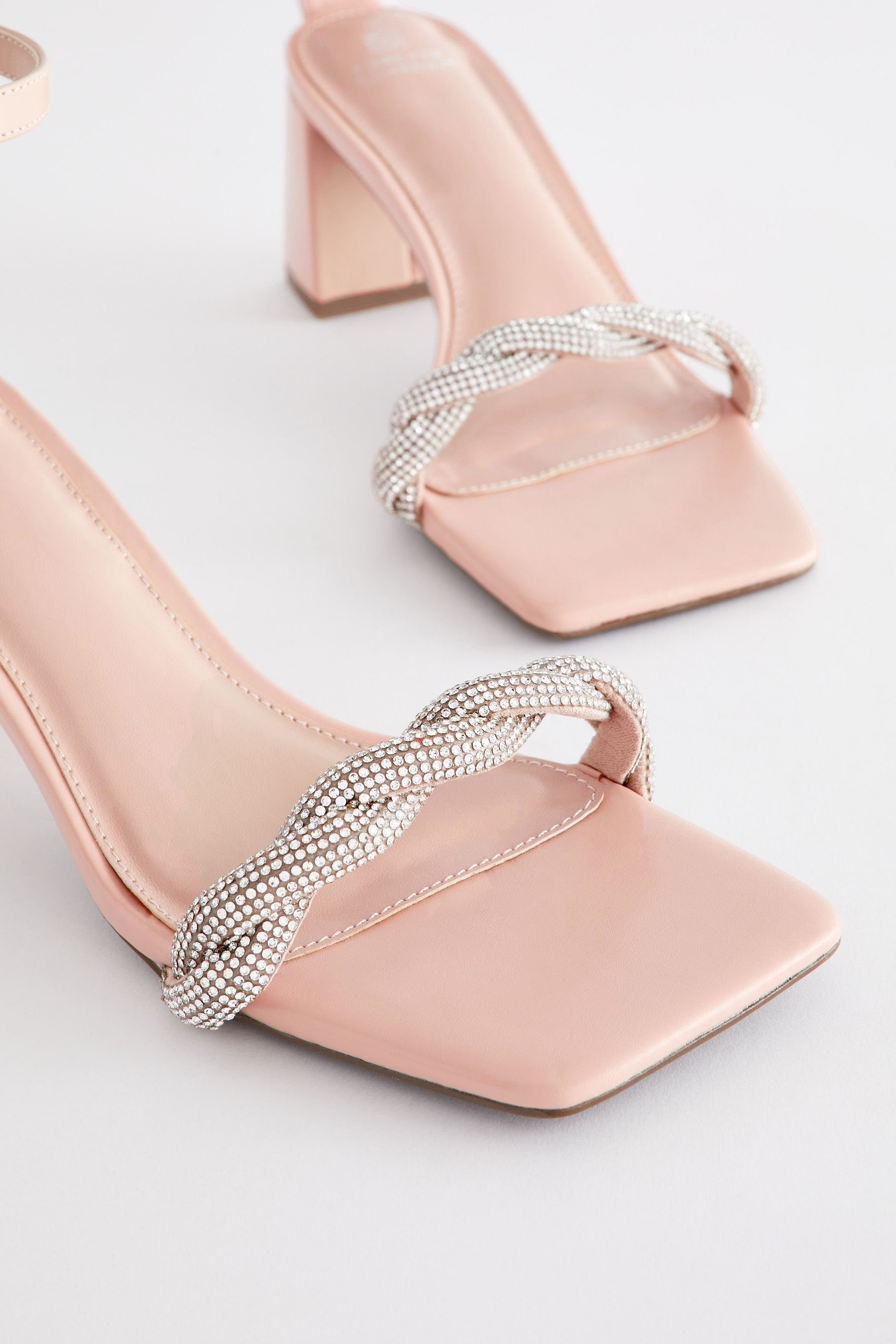 Sandalette (1-tlg) Nougat Next Forever Pink Comfort® Sandaletten Schmuckstein mit