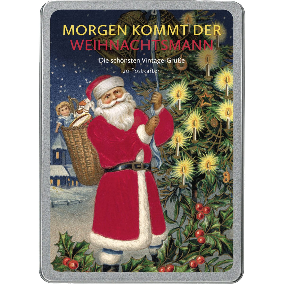 Postkarte Morgen kommt der Weihnachtsmann: Die schönsten Vintage-Grüße