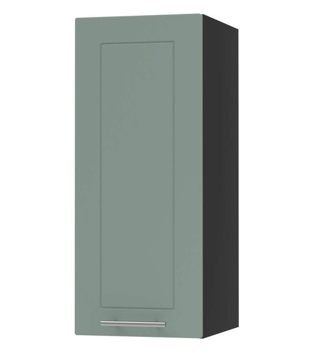 Feldmann-Wohnen Klapphängeschrank Kvantum (W2/30, 1-türig, 2 Einlegeböden, 1-St., moderne Matt-Optik, dekorative Fräsungen, B/T/H 30x32,5x72cm) schwarz / mint matt