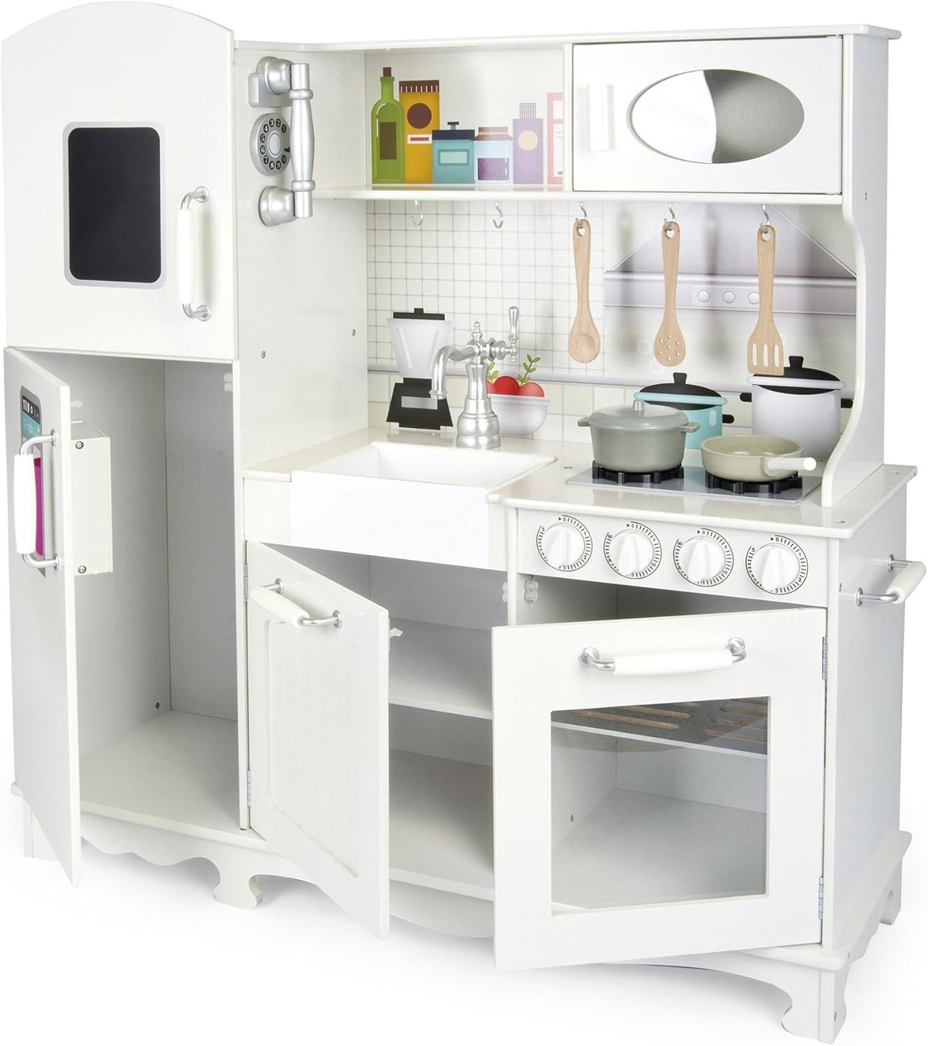 COIL Spielküche Holzküche, Kinderspielküche, Küche mit Zubehör, Große Küche günstig online kaufen