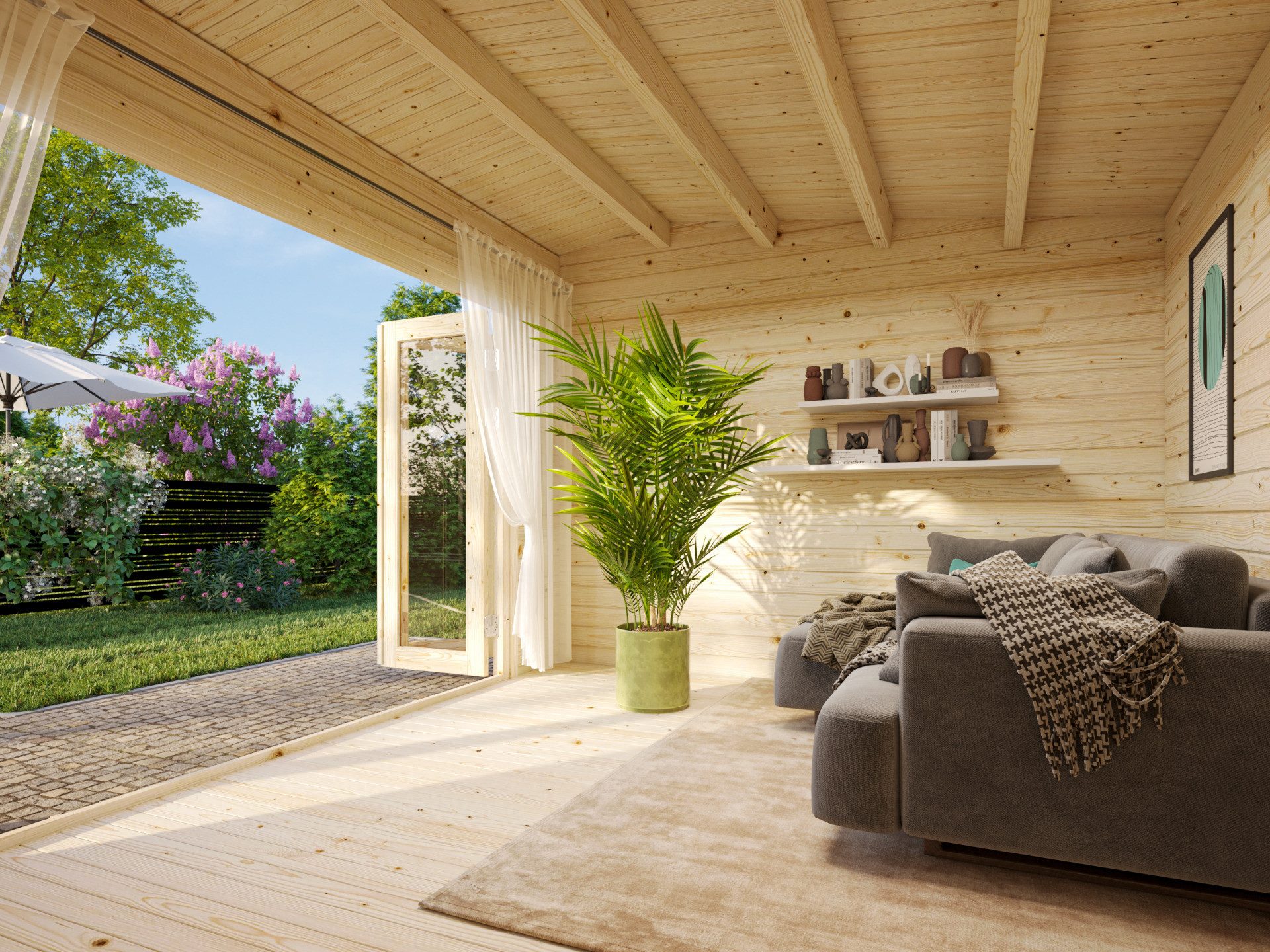Palmako Gartenhaus 4x3m Holz Ines 11,1 in 44mm Wandstärke, BxT: 410x320 cm, ohne Dacheindeckung