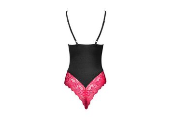 Livco Corsetti Fashion Body Body Caris schwarz-rot mit Spitze Blumenmuster elastisch