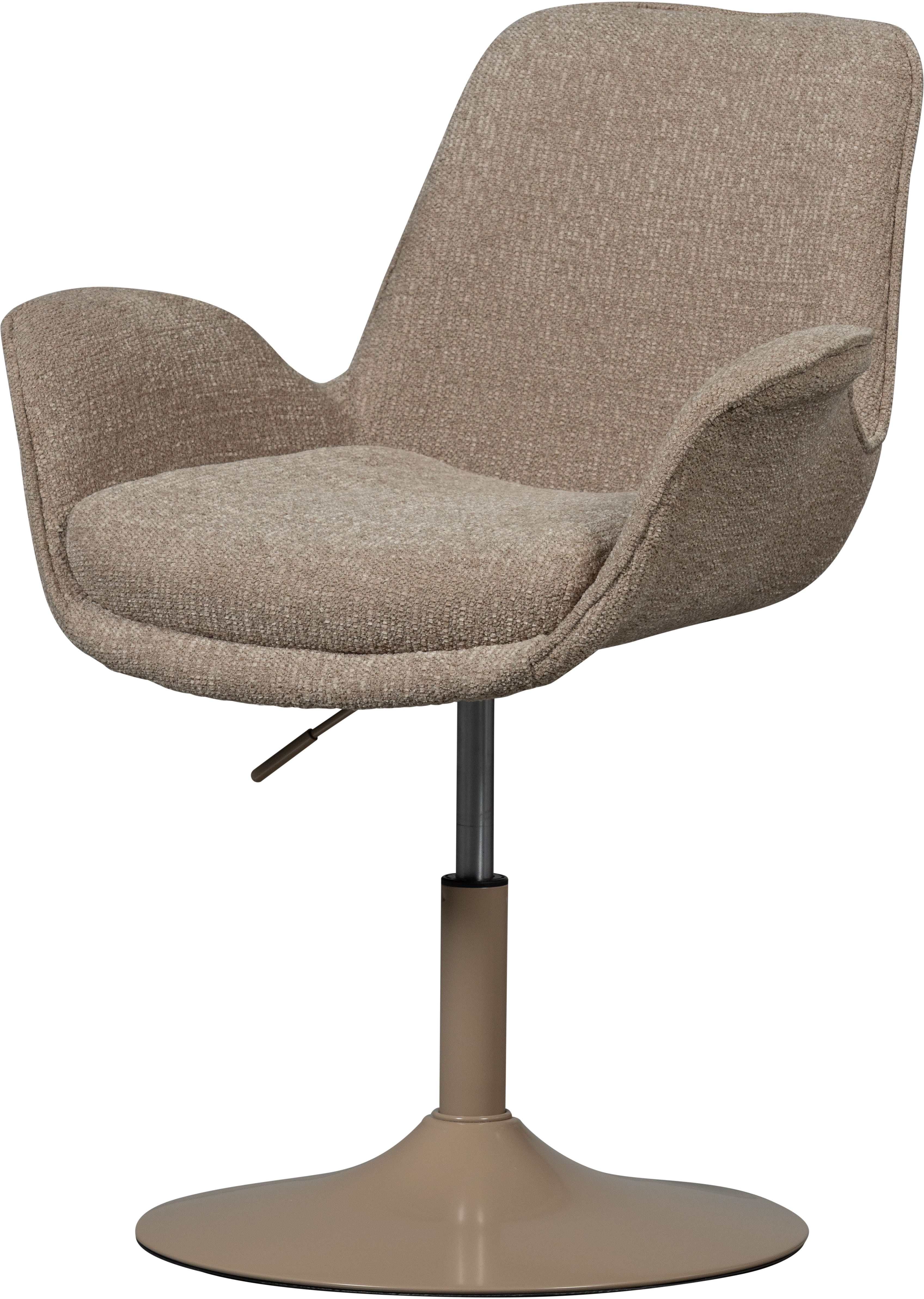 WOOOD Esszimmerstuhl Marten aus Webstoff mit höhenverstellbarem Metallgestell H 90 cm, Mit bequemen Armlehnen, weiche Nova-Gewebe-Oberfläche