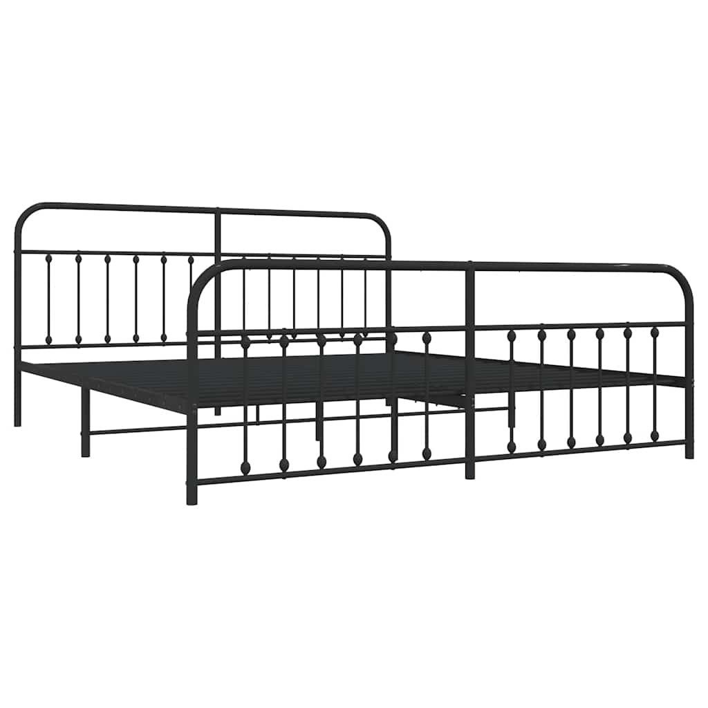 vidaXL Bett Bettgestell mit Kopf- und Fußteil Metall Schwarz 200x200 cm