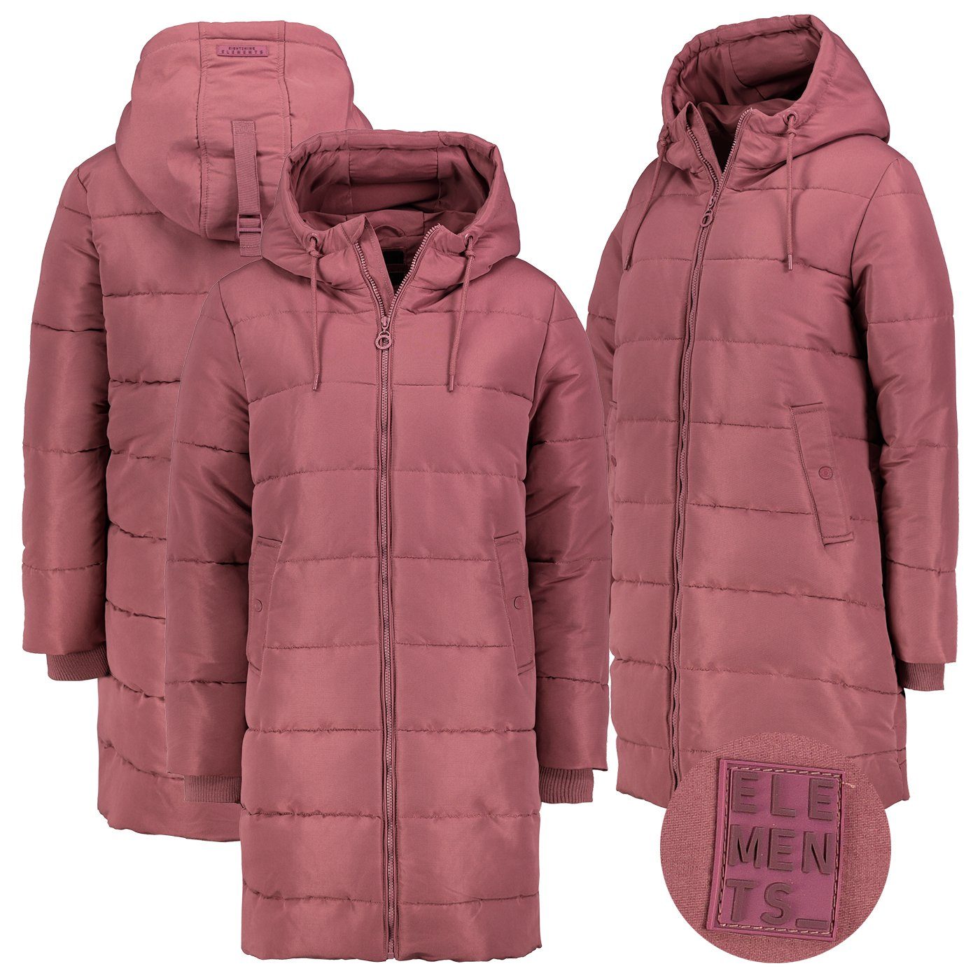 Eight2Nine Steppjacke Winter Jacke Steppjacke Parka Steppmantel Wintermantel Lange Outdoor Rosa