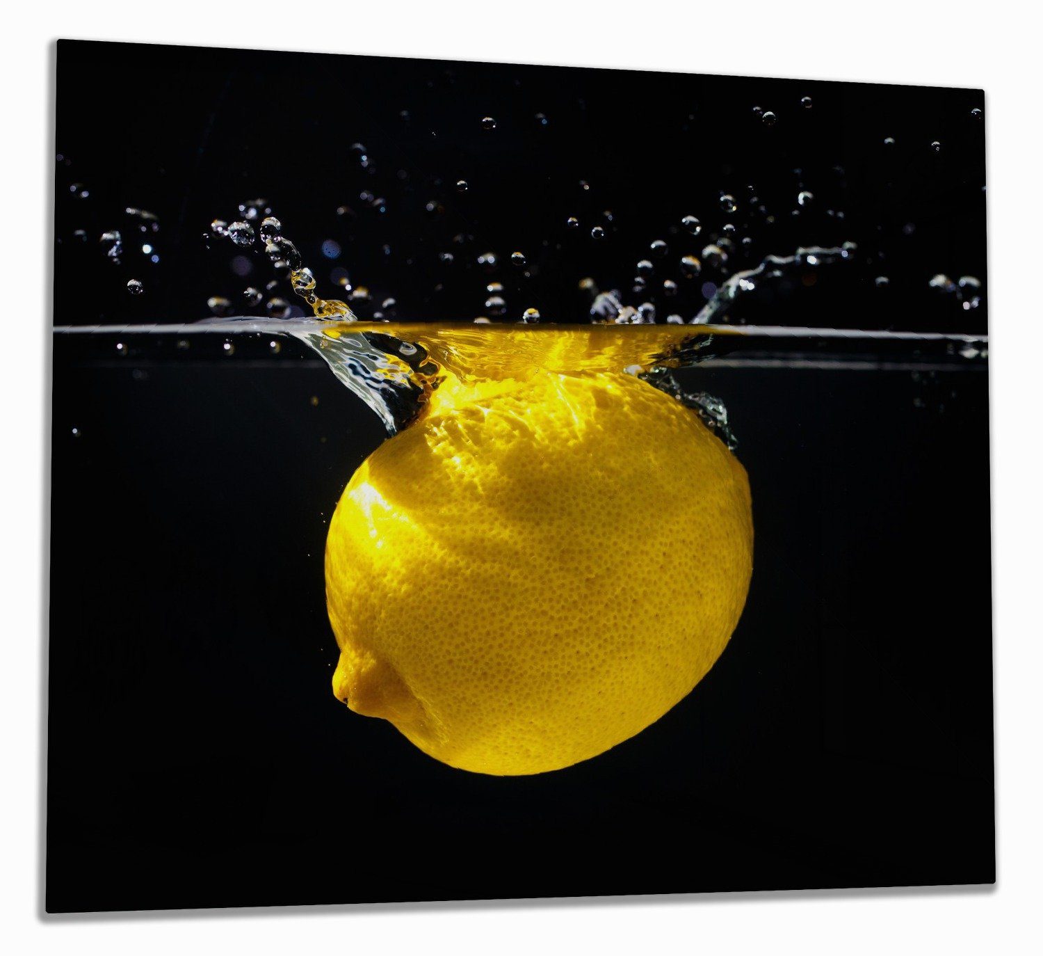 Wallario Herd-Abdeckplatte Zitrone im Größen tlg., 1 (Glasplatte, Frisches Wasser für - Obst Küche, Noppen), inkl. die ESG-Sicherheitsglas, 5mm verschiedene