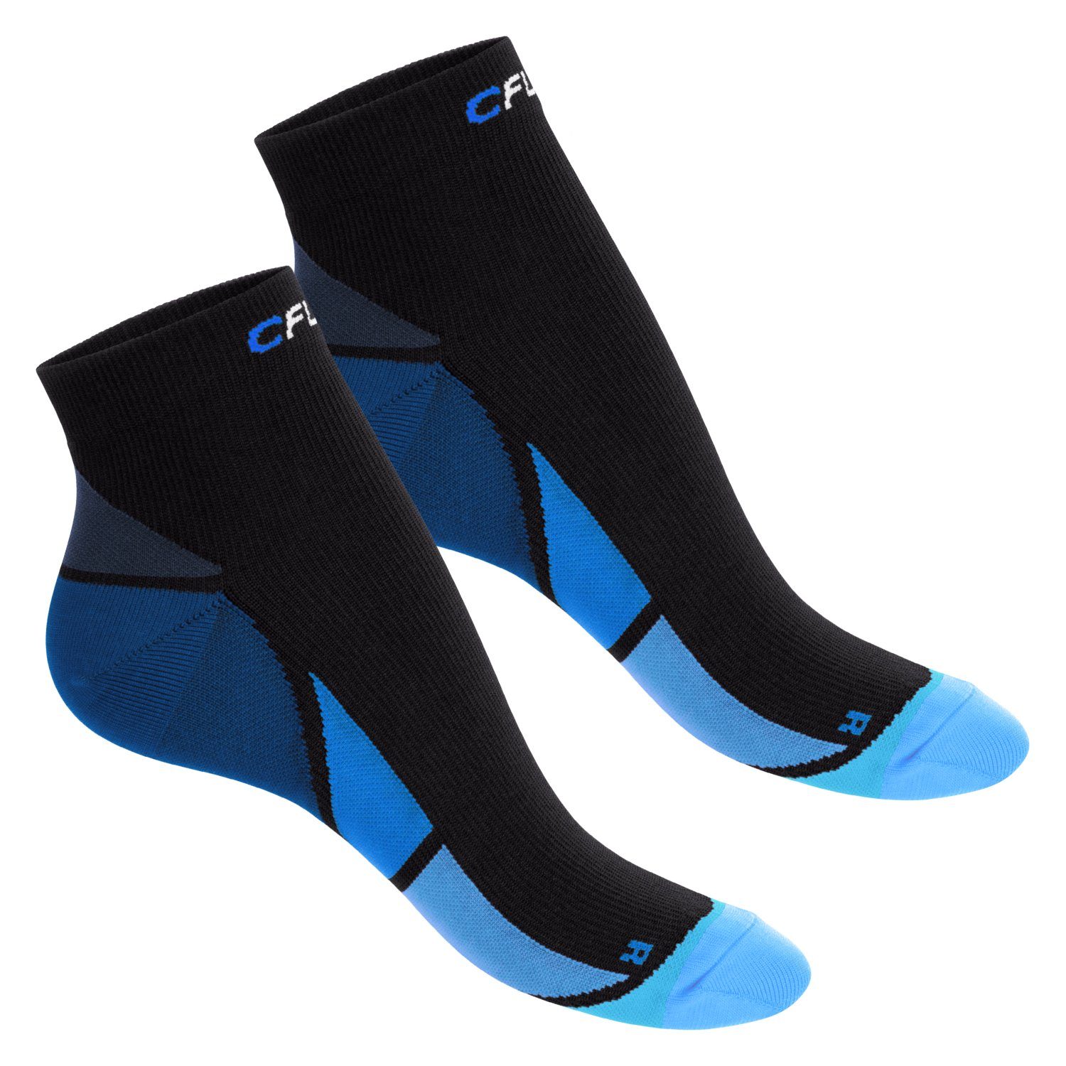 CFLEX Kompressionsstrümpfe Sport Socken für Herren & Damen (2/4 Paar) mit Kompression 2x Schwarz / Blau