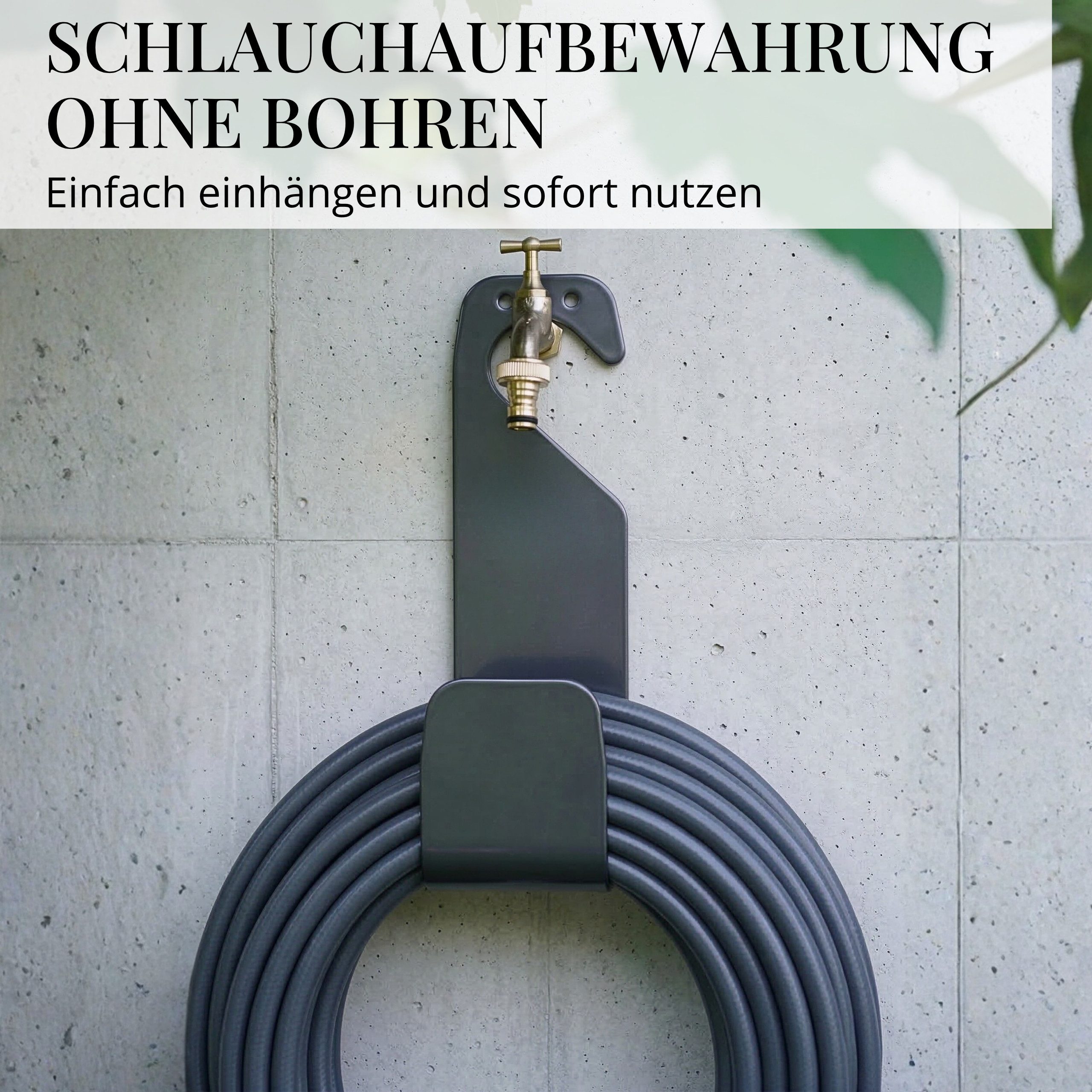 LIVLIG Schlauchhalterung ohne Bohren, Gartenschlauch Aufbewahrung, Schlauchhaken, (bis zu 10 m klassische Gartenschläuche bzw. bis zu 20 m flexible Gartenschläuche, Made in Italy, platzsparende Schlauchaufbewahrung)