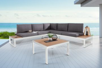 riess-ambiente Sitzgruppe PALM BEACH LOUNGE 247cm weiß / natur, Garten · Gartenmöbelset · inkl. Tisch und Kissen