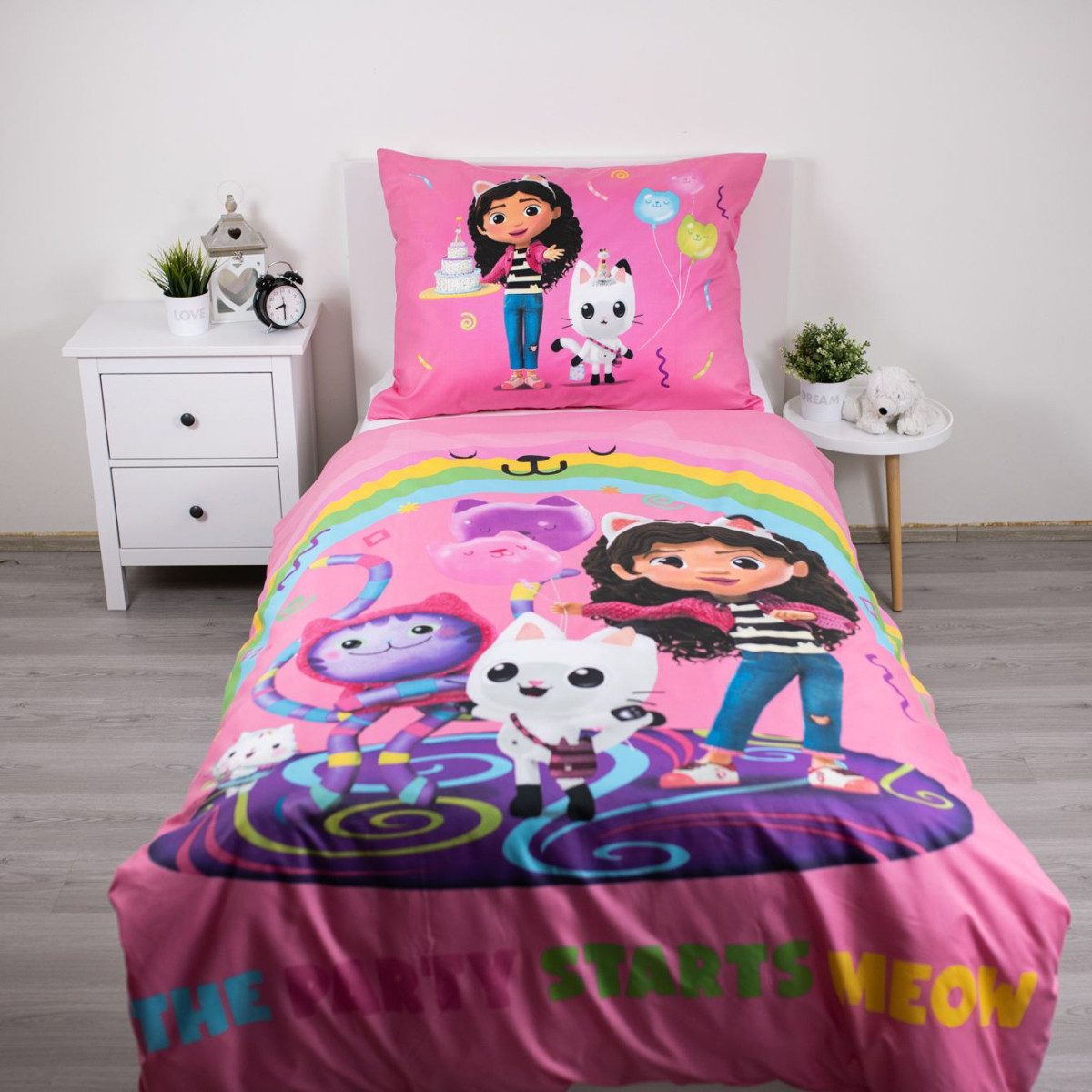 Dreamworks Gabby’s Dollhouse Bettwäsche Set 140 x 200 cm und 70 x 90 cm aus Baumwolle, Baumwolle