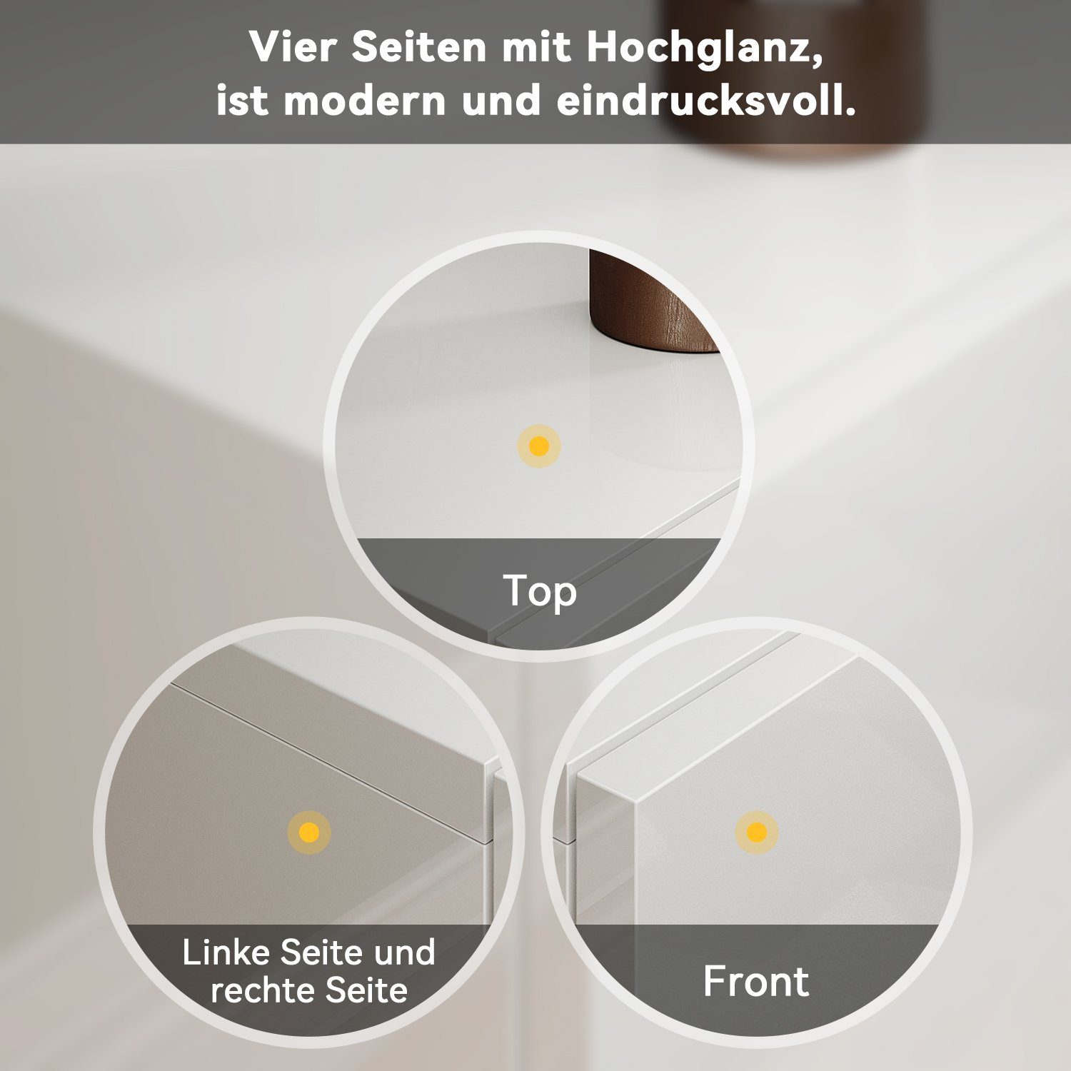 SONNI Lowboard TV Board Hochglanz hängend TV Lowboard Holz 140cm TV Schrank, 140x40x30cm – Bild 4 von 5