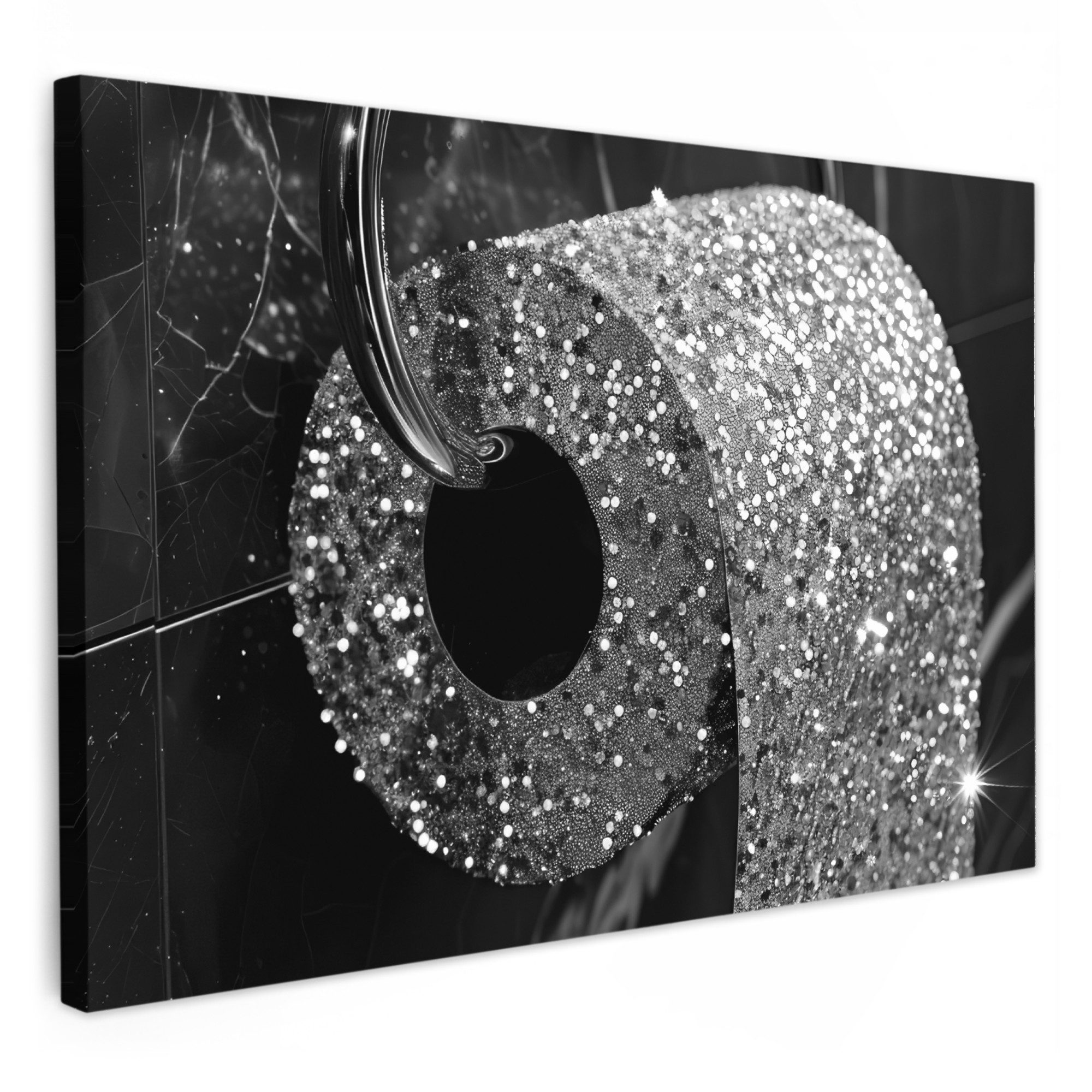 OneMillionCanvasses® Leinwandbild Toilette - Toilettenpapier - Schwarz und günstig online kaufen