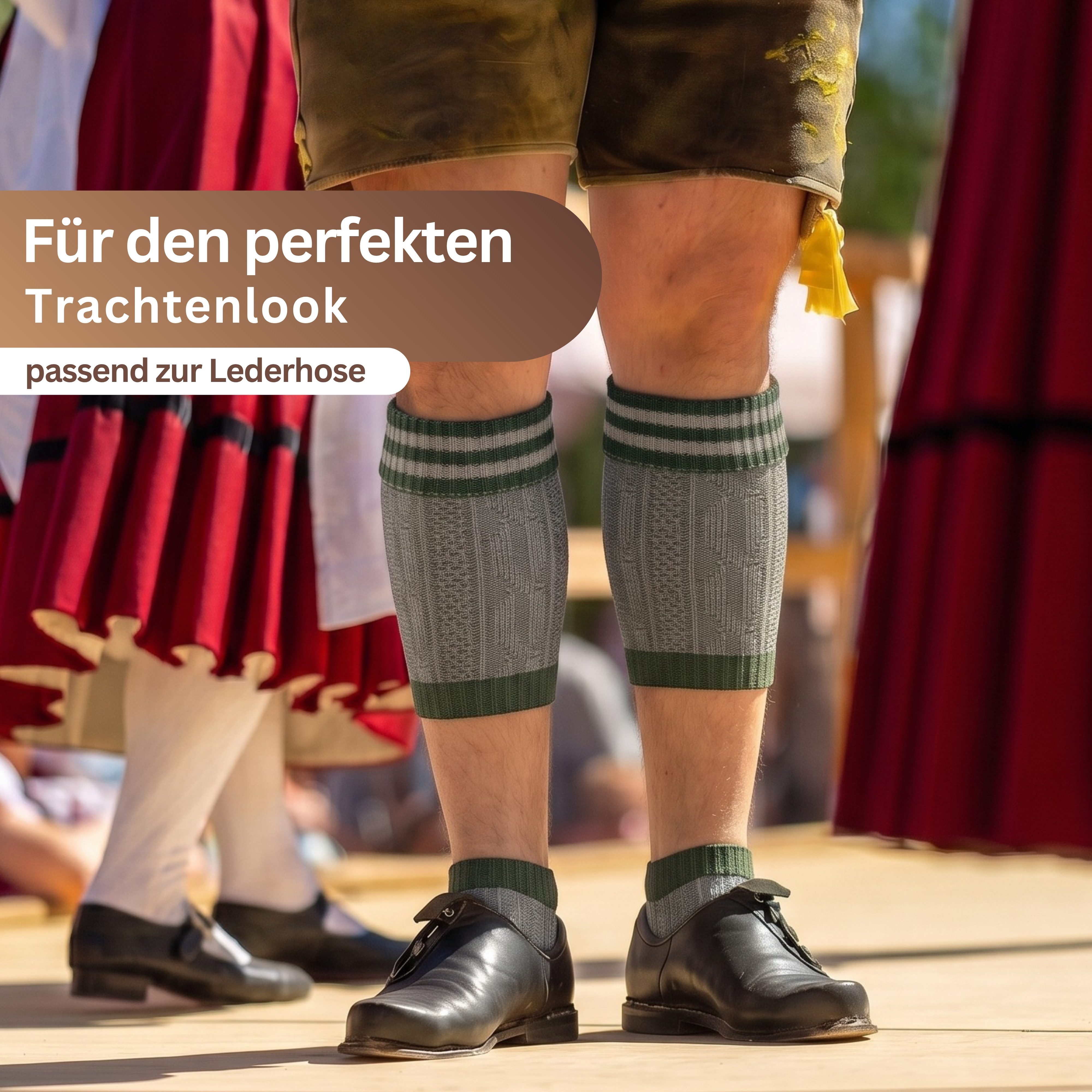 MEDOLY Trachtensocken Loferl-Set Wolle (2-Teilig) Trachtenstrümpfe (1 Set) mit Zopfmuster – Bild 2 von 3