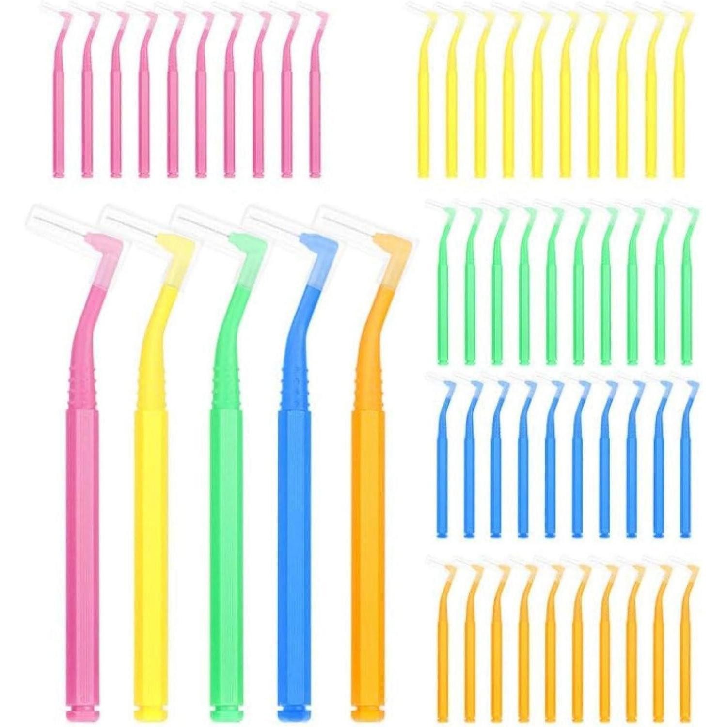 jjshund Interdentalbürsten 50 Interdentalbürsten Bunt 5 Größen 0.66-1.55mm