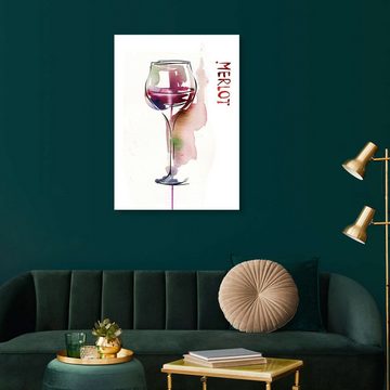 Posterlounge Acrylglasbild Editors Choice, Ein Glas Merlot, Wohnzimmer Modern Malerei
