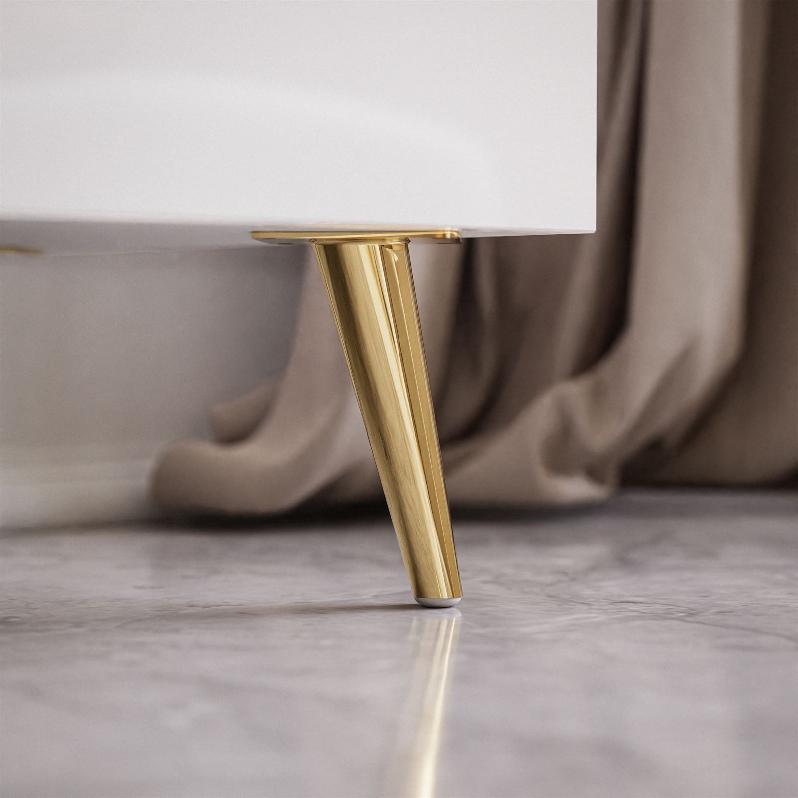 yourhouse24 Kommode ONYX goldenen Beinen Sideboard Hochglanz Push-Open / Goldgriffe 158 cm