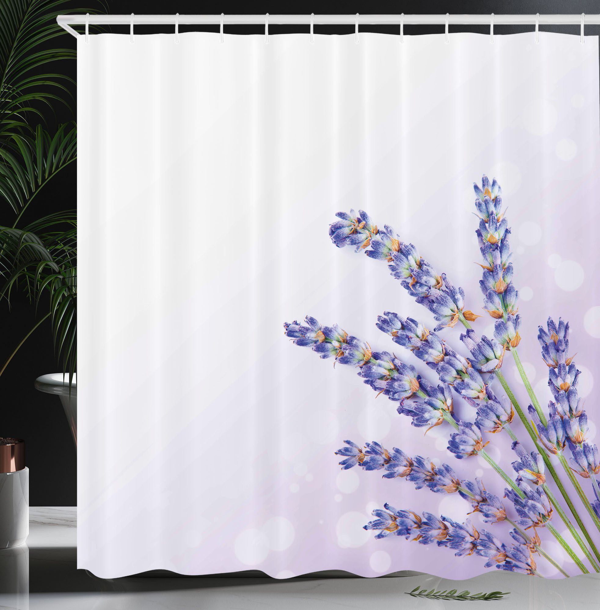 Abakuhaus Duschvorhang Moderner Digitaldruck mit 12 Haken auf Stoff Wasser Resistent Breite 175 cm, Höhe 180 cm, Lavendel Frische Kräuter Pflanze Posy