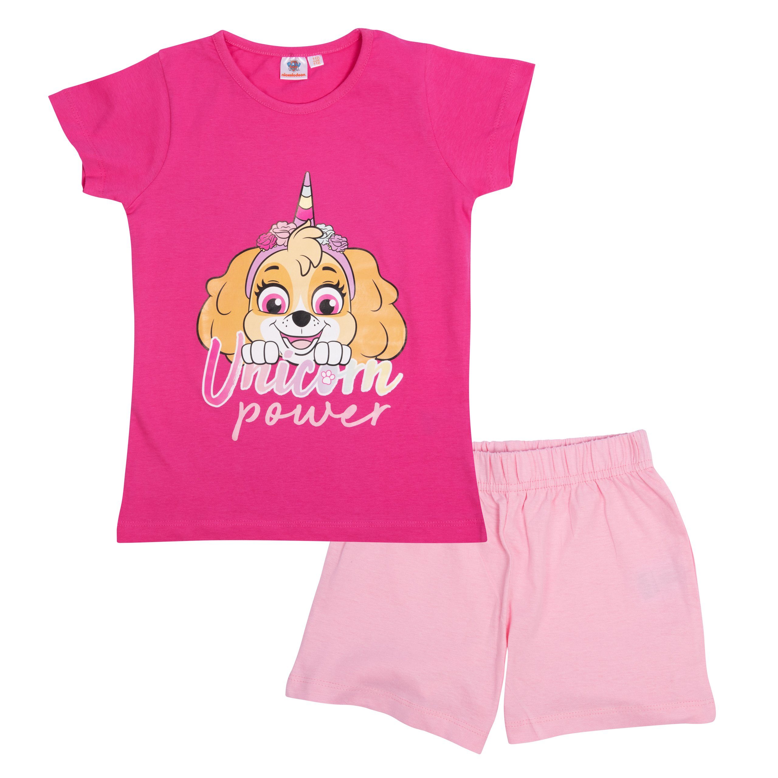 United Labels® Schlafanzug Paw Patrol Schlafanzug für Mädchen - Pyjama Set Kurzarm Rosa/Pink