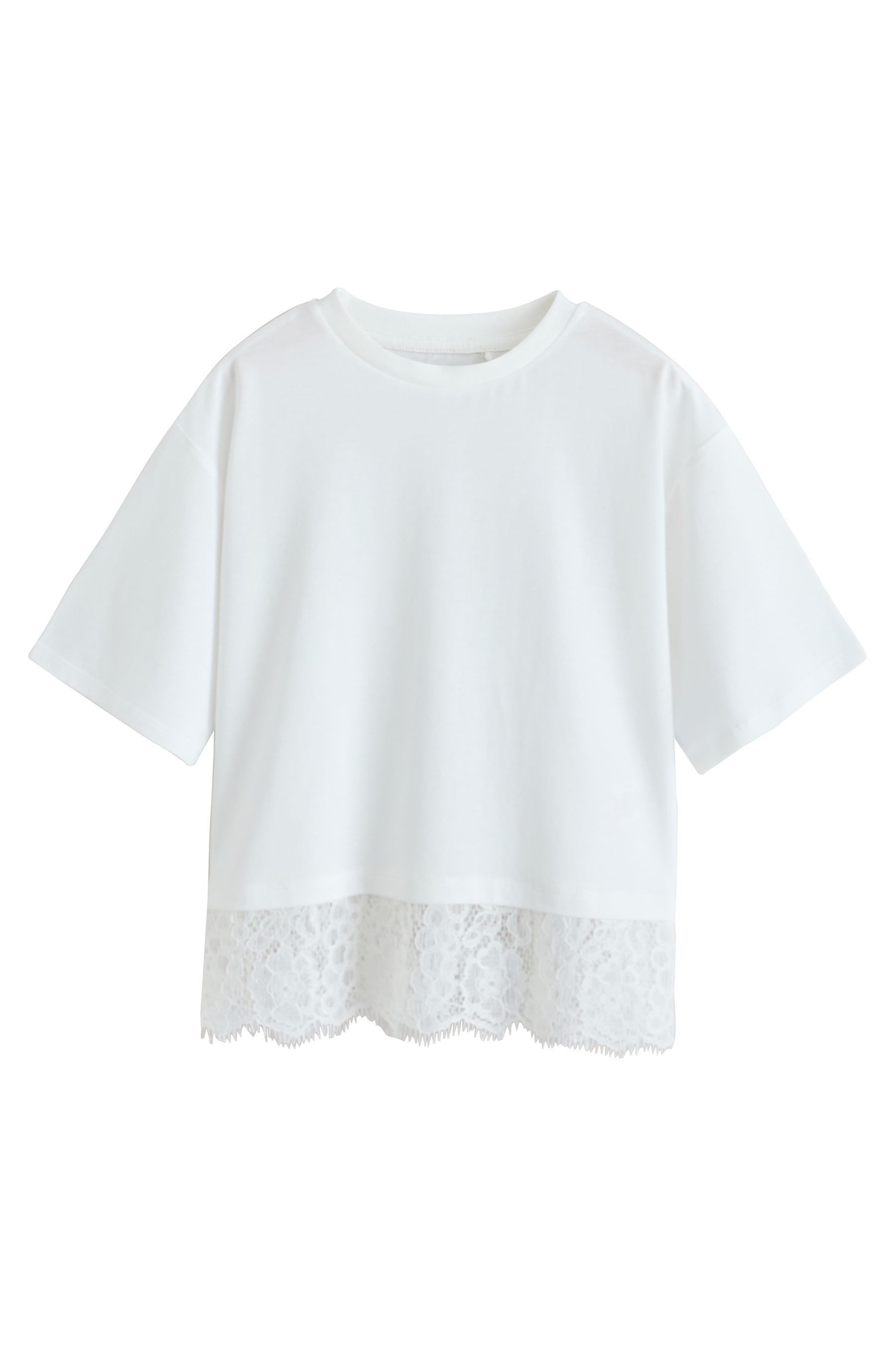Next T-Shirt T-Shirt mit Spitzensaum (1-tlg)