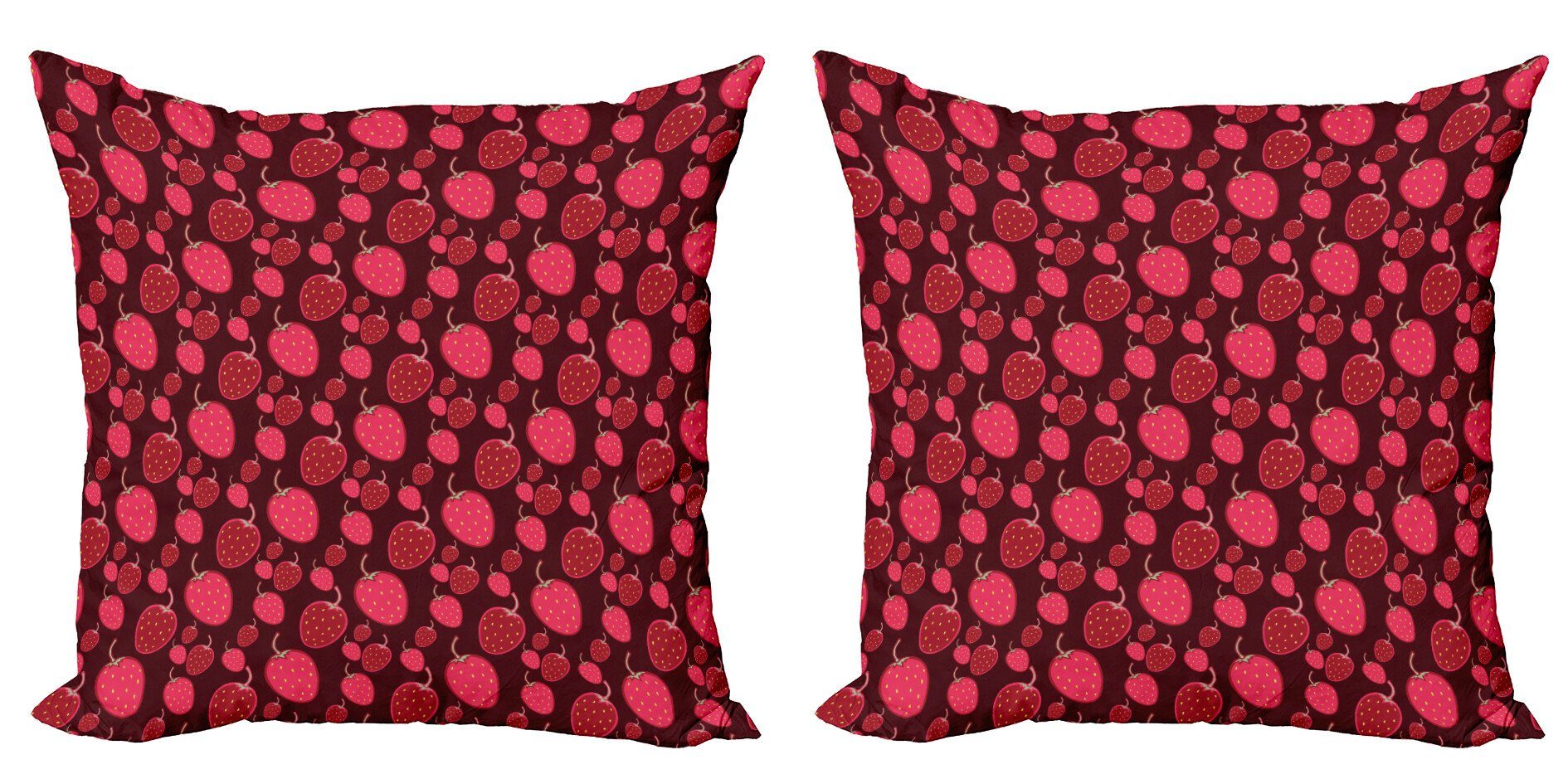 Kissenbezüge Modern Accent Doppelseitiger Digitaldruck, Abakuhaus (2 Stück), Früchte Erdbeeren Muster
