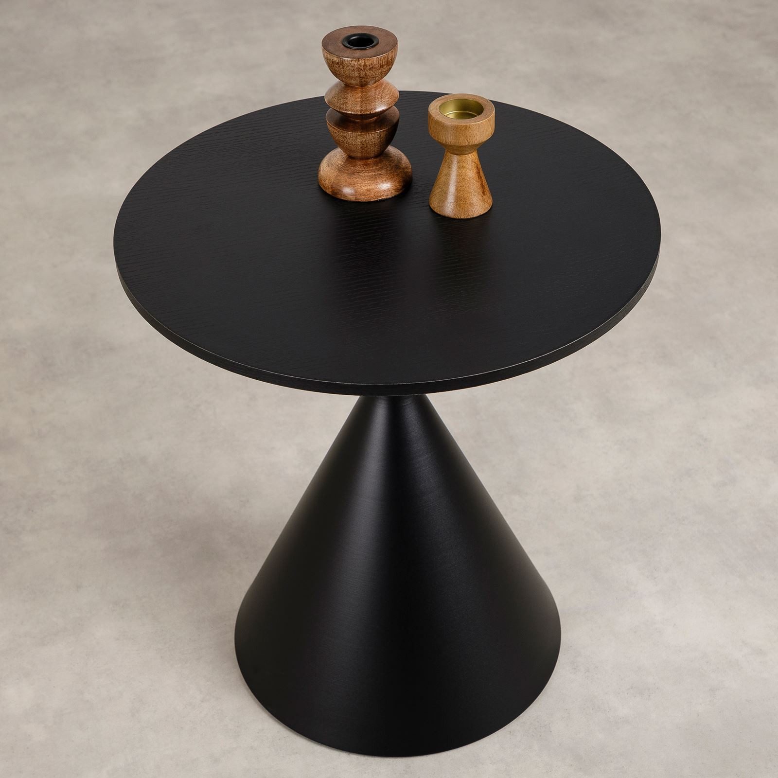 IDIMEX Couchtisch ISOMA, runder Beistelltisch Ø50cm Holzoptik & Metallgestell modern schwarz